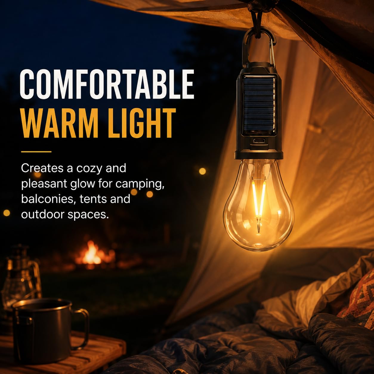 Solar Camping Light Bulb - Rechargeable LED Lantern -3