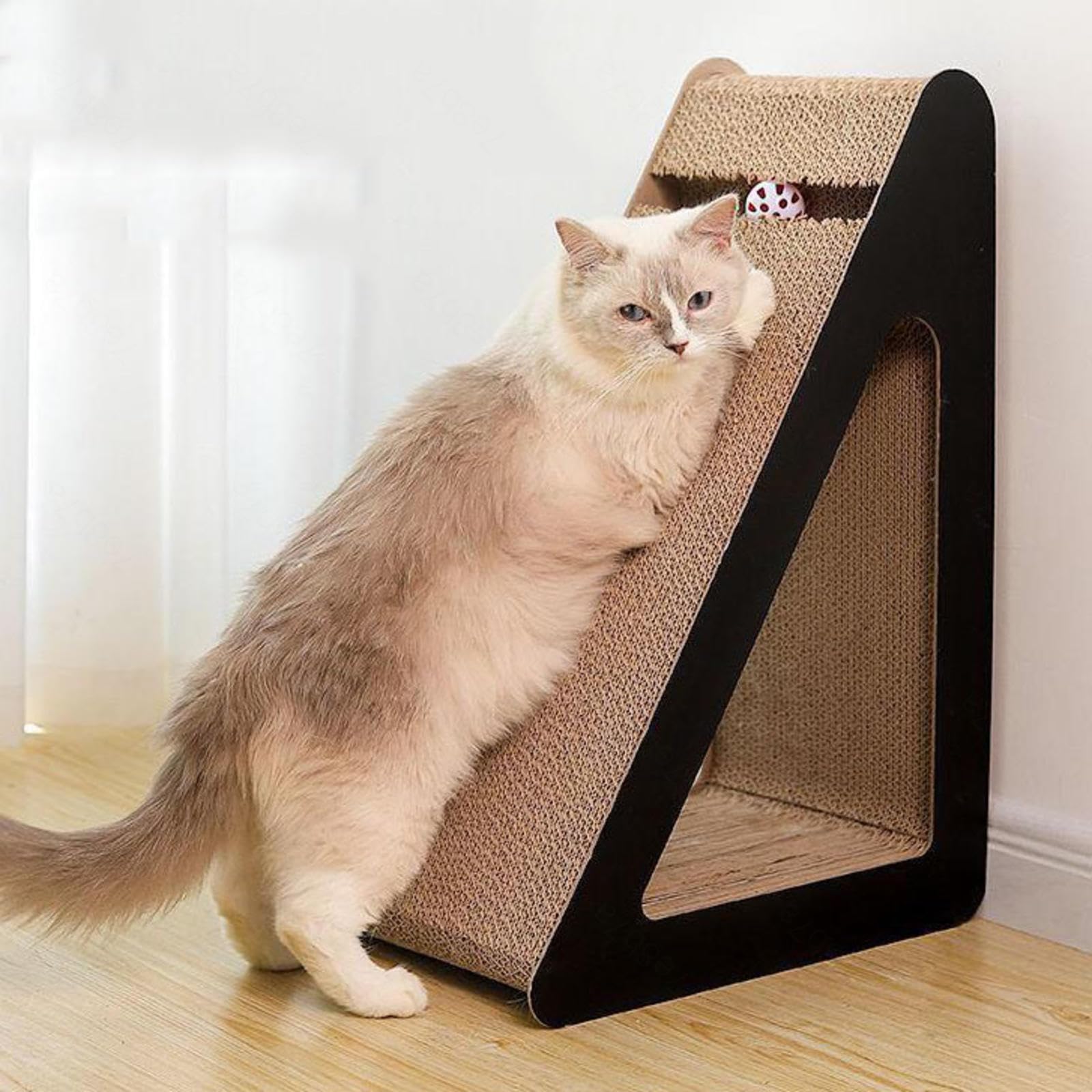 Carton à Gratter pour Chat, Tapis à Gratter pour Chat avec Balle, 2 en 1, Planche à Gratter pour Chat pour Chats D'intérieur, Amovible, Ondulé, Herbe à Chat Incluse,A