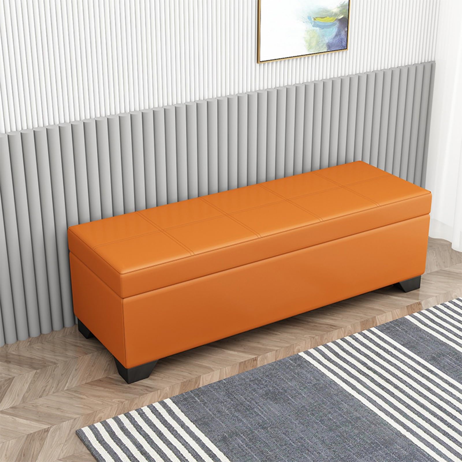 GHFXSCV Premium Entryway Bench with Flip-Top Storage, Upholstered Seat, Multi-Functional Shoe Cabinet, Stable Footrest, Stylish Furniture Decor - (80x40x40cm)