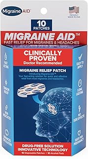 Migraine AID Migraine Relief Patches - Fast Acting, Non Medicated Support for Head Tension, Easy to Apply Headache Patches, Safe for Everyday Use, 10 Disposable Migraine Patches, Made in USA