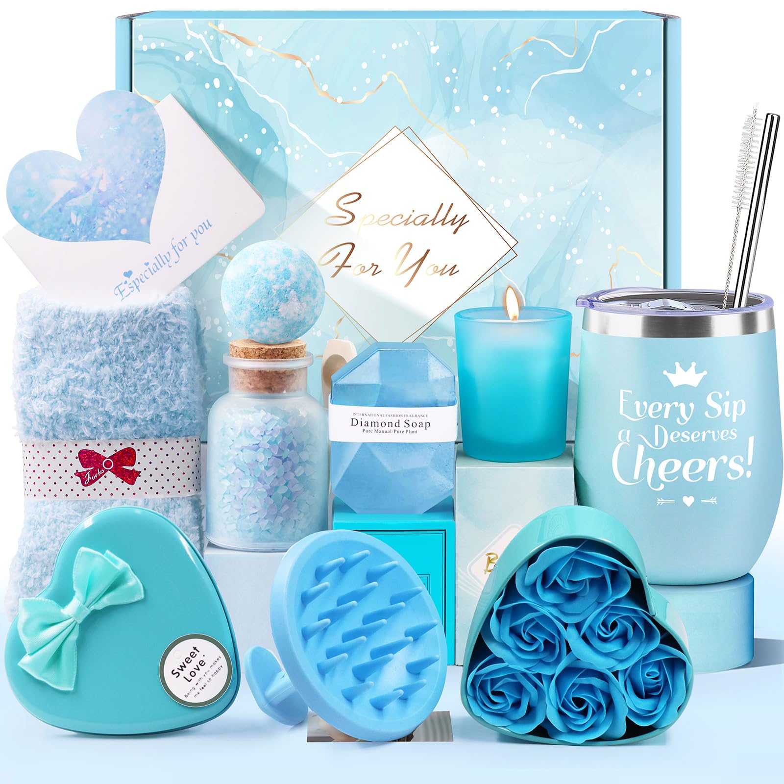 LIVEHITOP Gifts for Women, Pamper Gifts for Women 10PCS Relaxation Gifts Sets Include Tumbler Self Care Hampers Birthday Presents for Friends, Mum, Sister Christmas