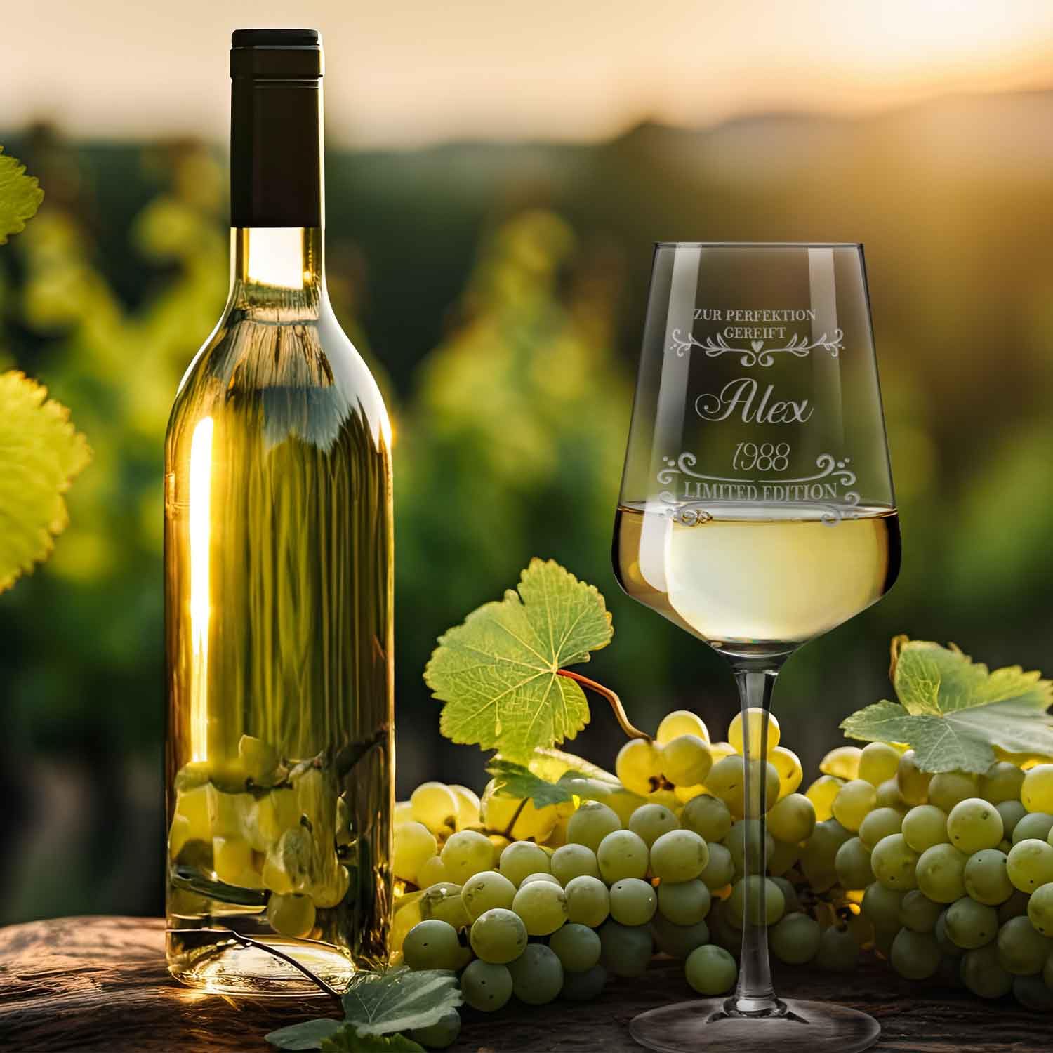 GRAVURZEILE Leonardo Weinglas mit Gravur - Zur Perfektion gereift V1 - Liebevolles Geschenk für Weinliebhaber - Geschenke für Sie & Ihn zum Geburtstag oder Valentinstag - Farbe: Puccini