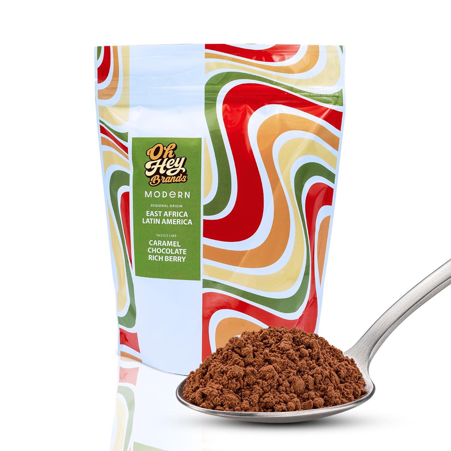 OH HEY BRANDS whole bean coffee medium roast 12oz with Caramel, Chocolate, and Berry Notes – Premium Arabica Beans Sourced from East Africa & Latin America – Modern