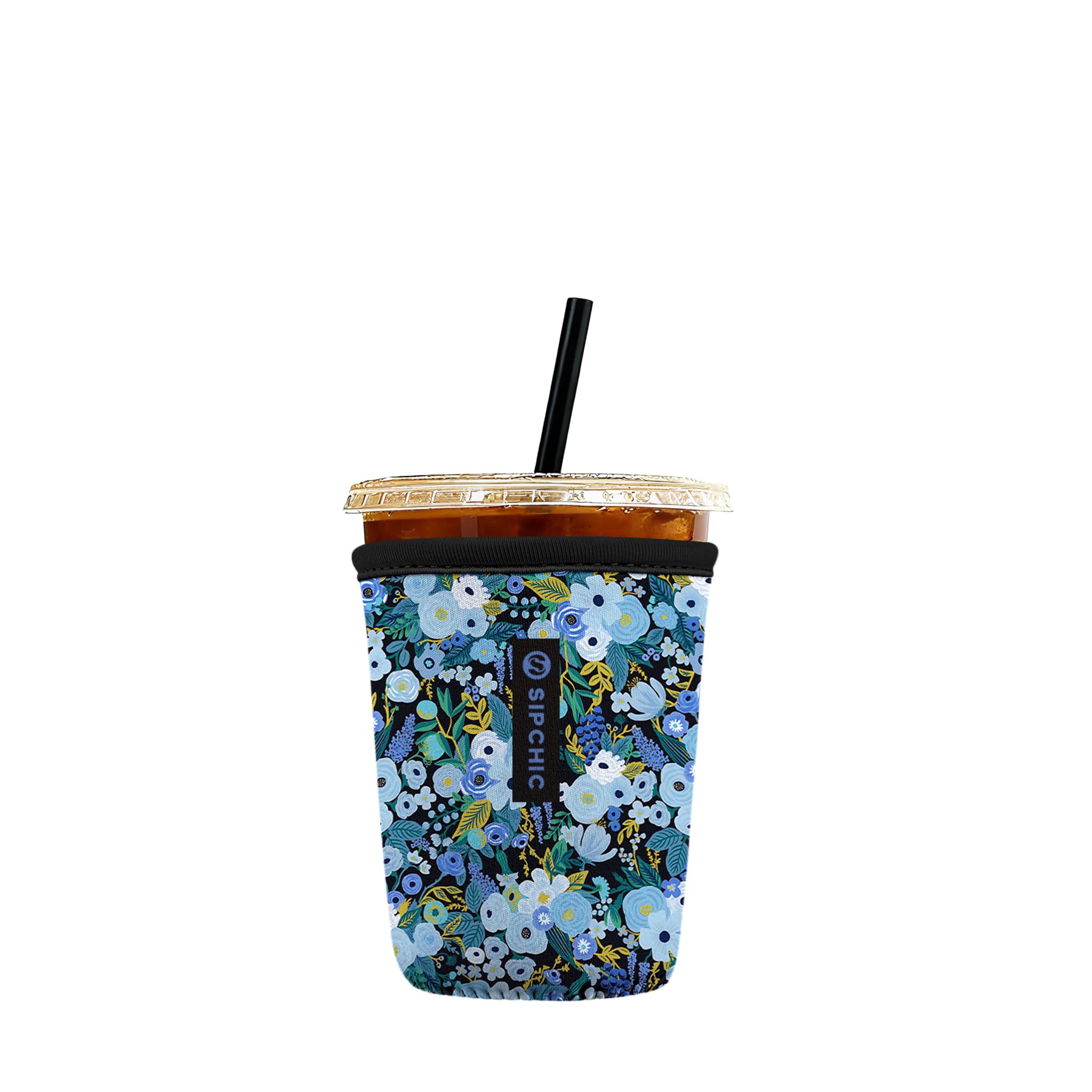 Iced Coffee Sleeve – Neoprene Reusable Cup Sleeves for Drinks, Insulated Drink Sleeves to Keep Hands Dry &amp; Drinks Cold, Stylish &amp; Durable Coffee Sleeves (Frosted Bloom, Small: 16-20oz)