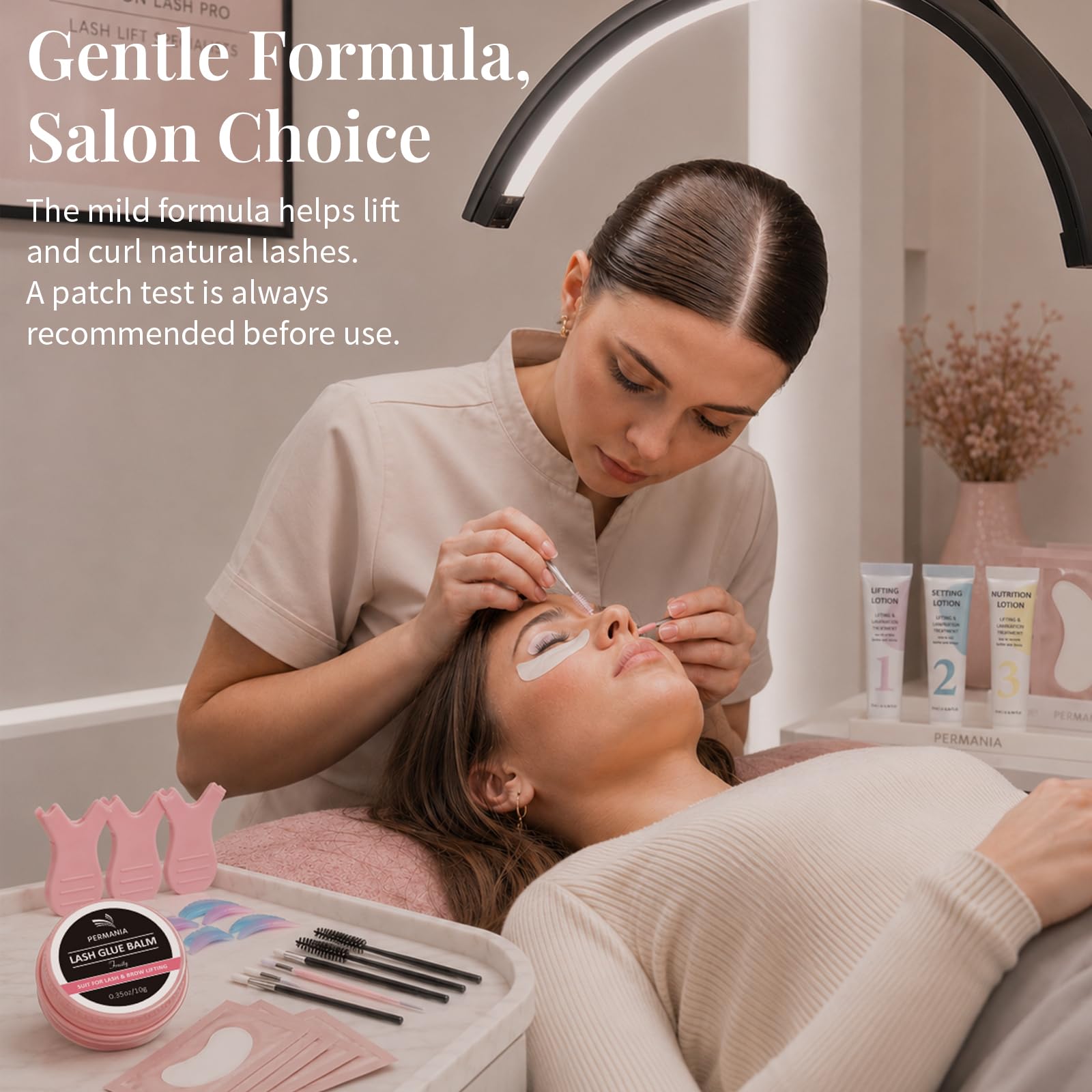 PERMANIA Wimpernlifting Set, Lash Lifting Set, Aktualisiertes Wimpernwelle und Augenbrauen Lifting, Sanfte Formel | Anfänger freundlich | Effektive Salon Wimpern Lifting, Hält bis zu 4 Wochen