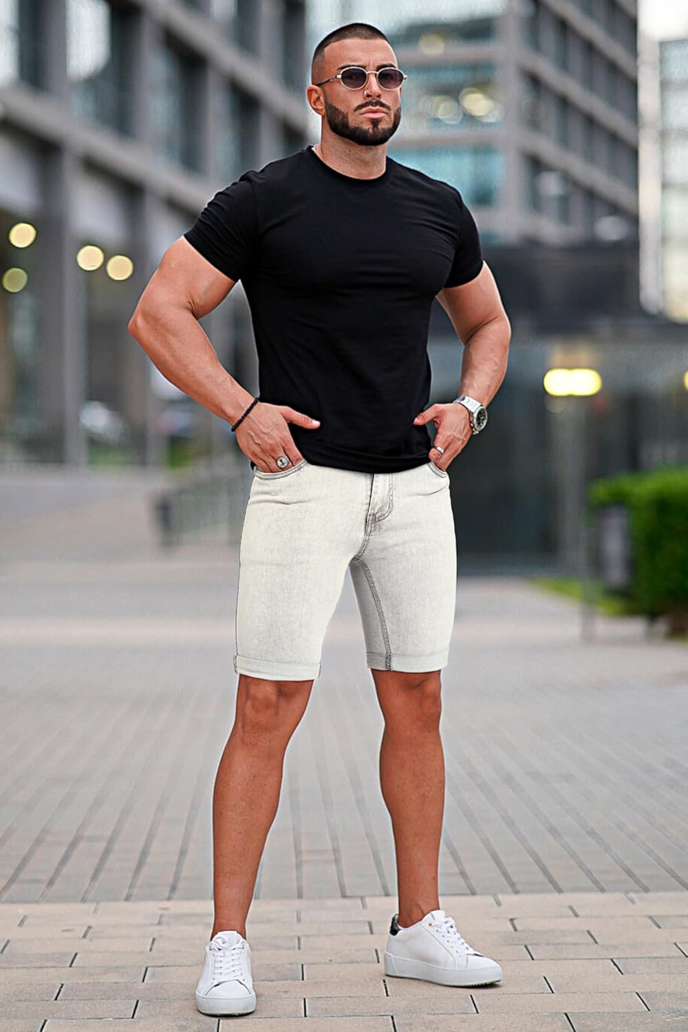 GINGTTO Denim Shorts Men Stretch Skinny Jean Shorts for Men - Image 4