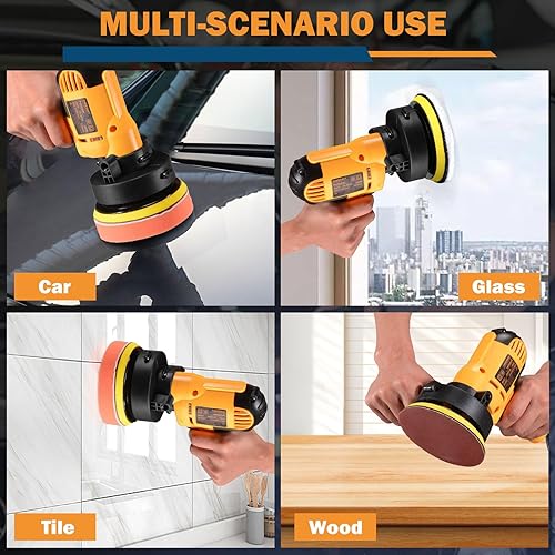 Miniatura 6 de CJC Pulidora de búfer  Máquina de velocidad variable de 110 V 600 W  Amortiguador orbital aleatorio para pisos, automóviles, muebles, encerado de