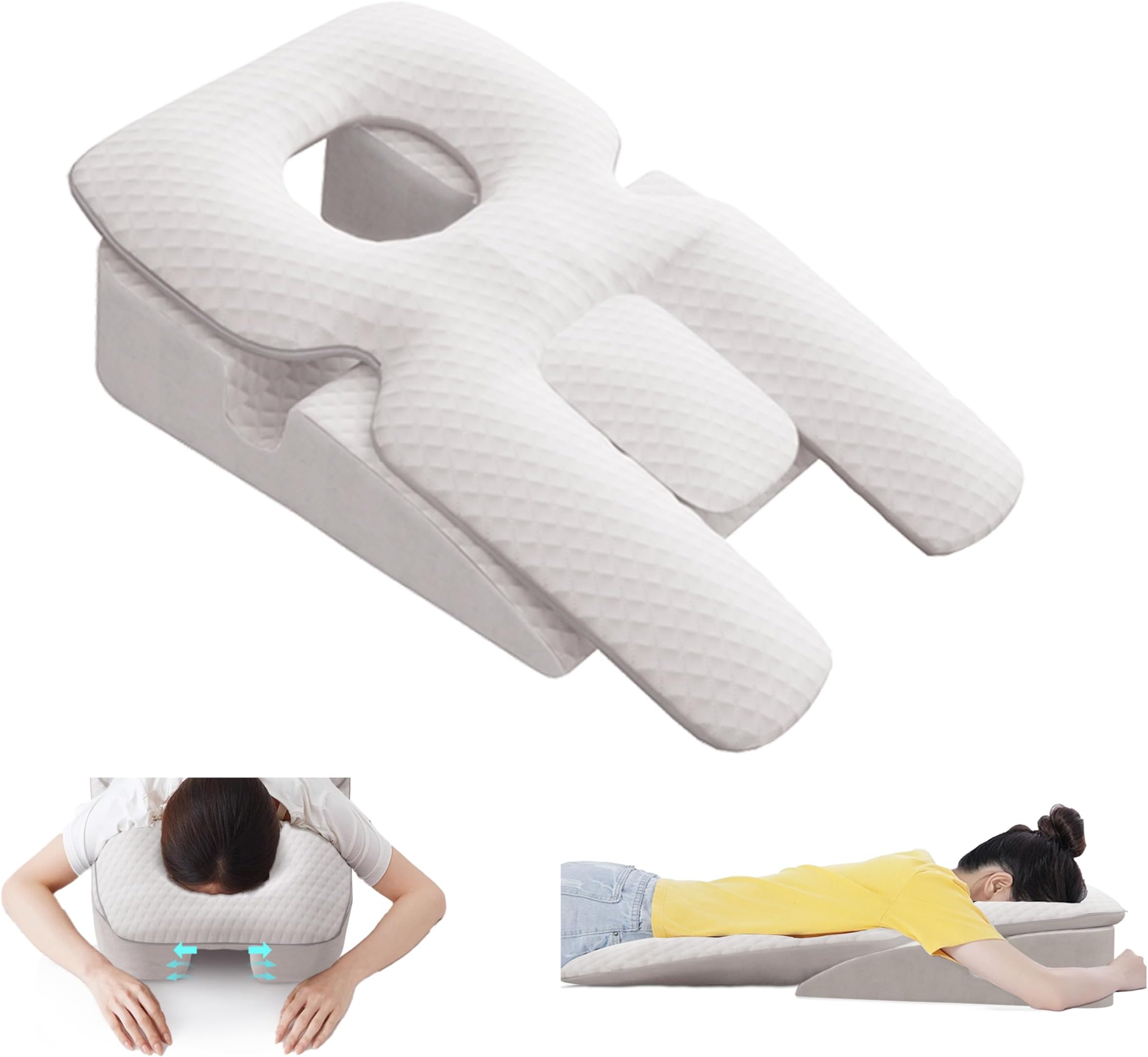 Johnear Face Down Pillow for Sleeping, Sleeping Pillow for Stomach Sleeper,Face Down Pillow After Eye Surgery,Home Massage Pillow,Eye Vitrectomy Recovery Equipment Prone Pillow for Face Support