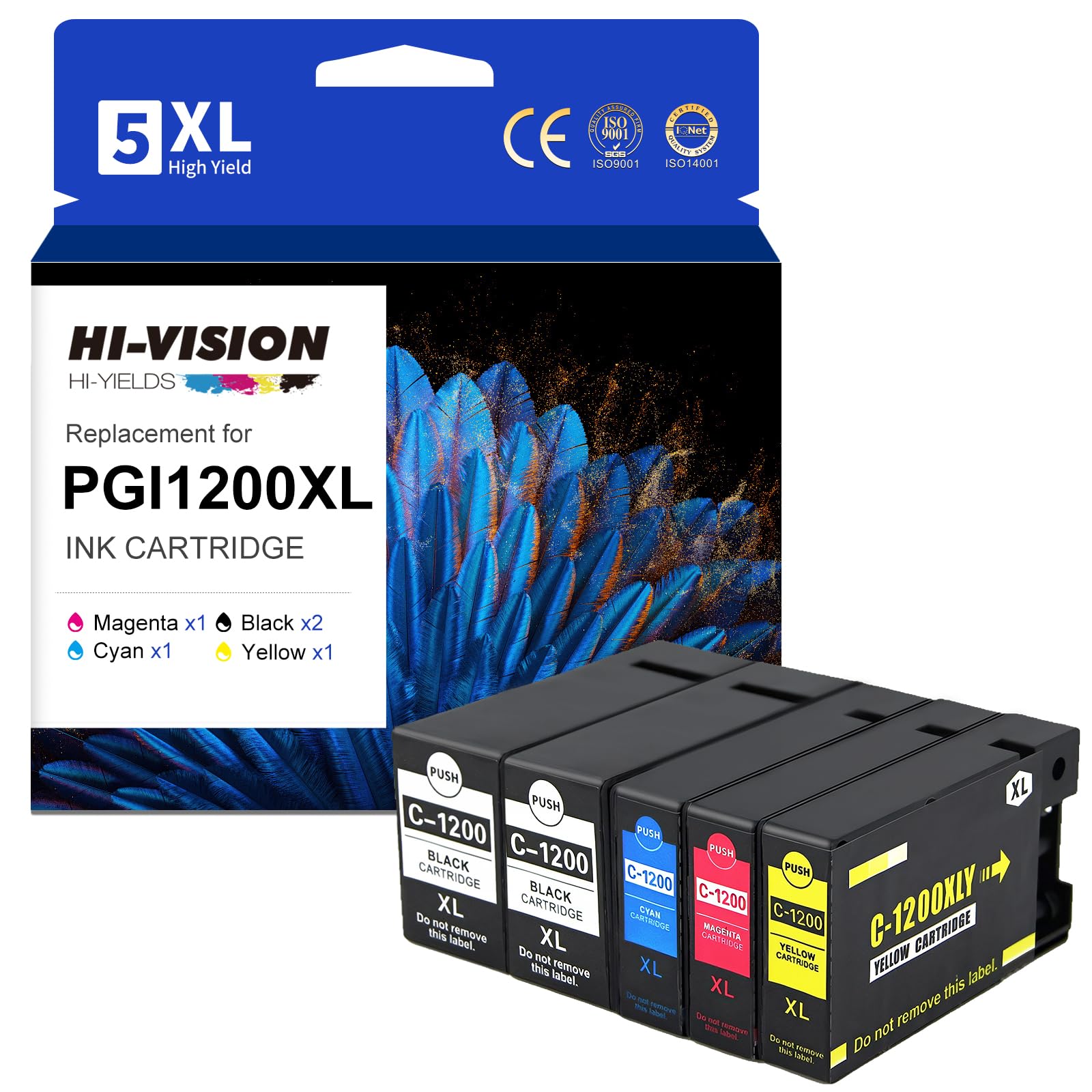 HI-VISION HI-YIELDS Compatible Ink Cartridge Replacement for Canon PGI-1200XL PGI-1200 XL to Use with Maxify MB2720 MB2320 MB2120 MB2350 MB2050 MB2020