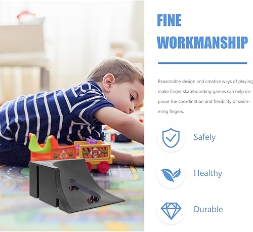 Miniatura 12 de Alasum Juego de rampa de patineta de dedo, juego de rampa de patineta de dedo, mini juguetes de dedo, obstáculo para bicicleta, scooters, rampa