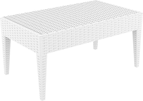 Compamia Miami Resin Patio Coffee Table in White, Commercial Grade