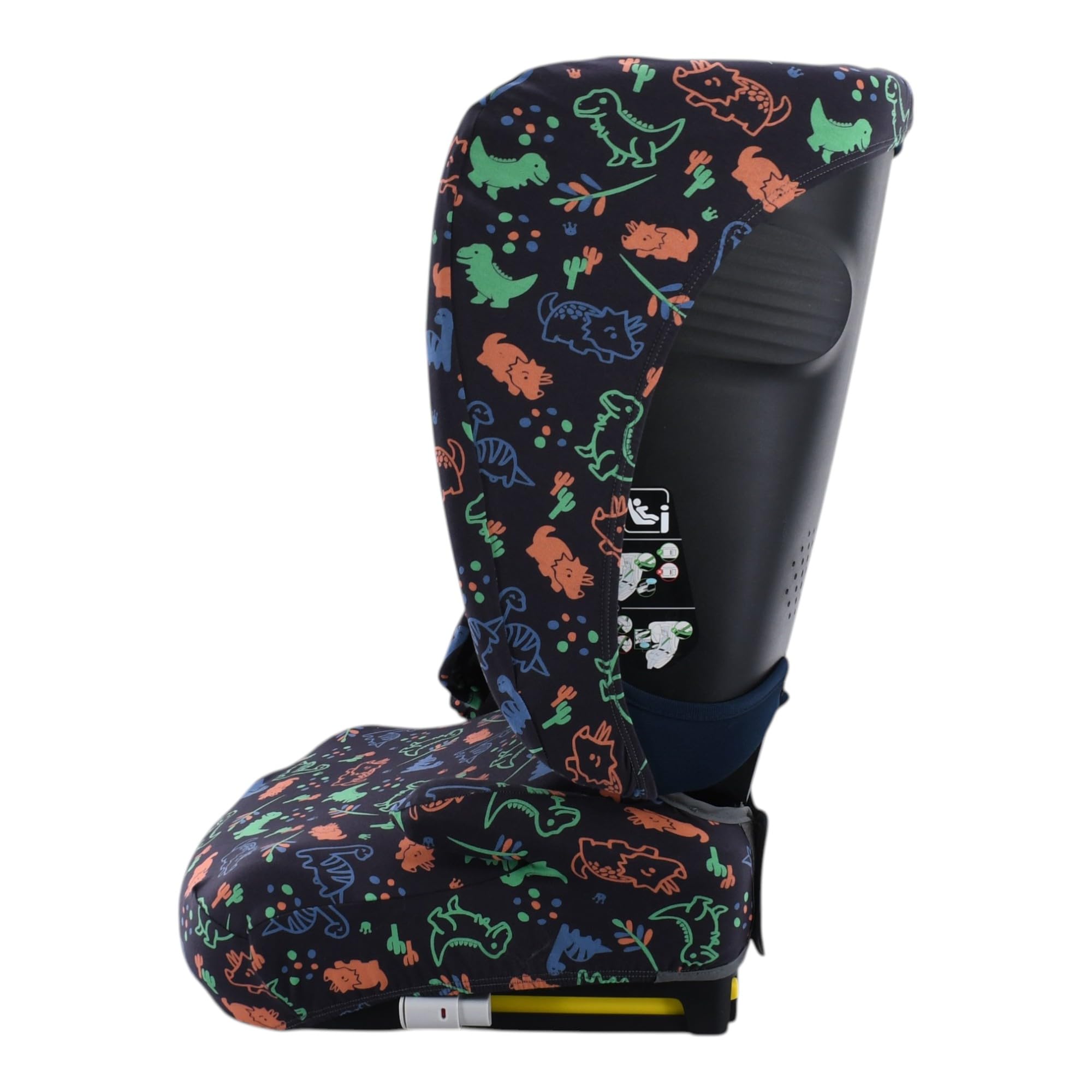 JYOKO Kids Funda para Silla de Coche Compatible con Kinderkraft Unity 2, algodón orgánico Suave y Transpirable para Mayor Confort (Estampado Happy Dino)