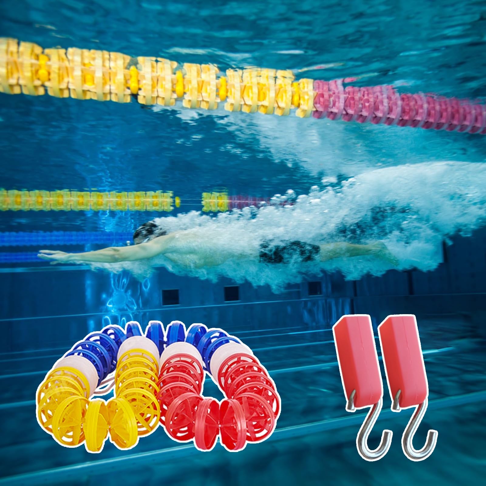 TUOYIBO Swimming Pool Safety Divider Rope & Float Kits, Public Pools Lane Area Floating Divider Ropes, Pool Separation Line for Dividing Water Area (Color : Steel Wire Rope, Size : 12m(39.3f