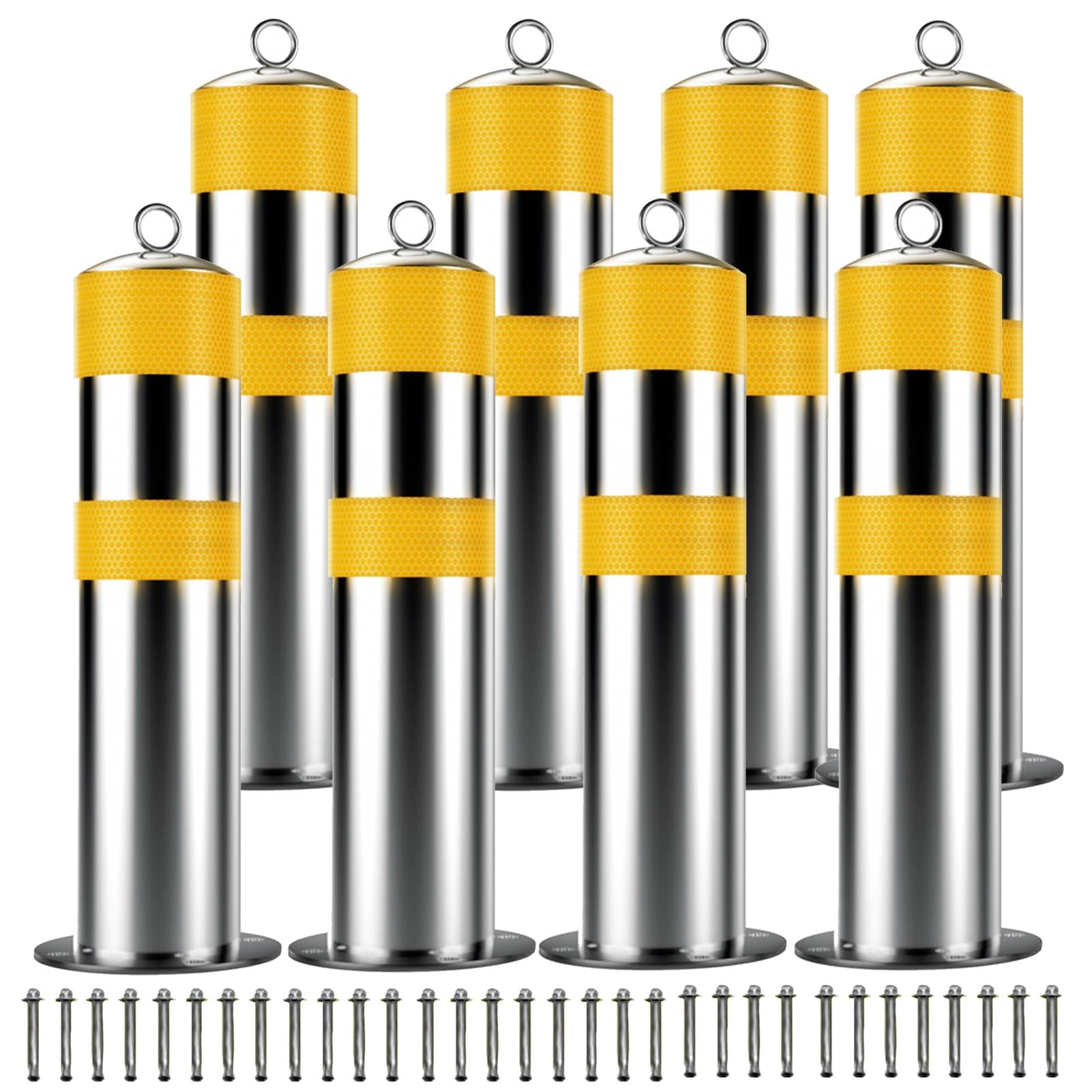 Bollard de sécurité en acier inoxydable pour parking durable - Lot de 8