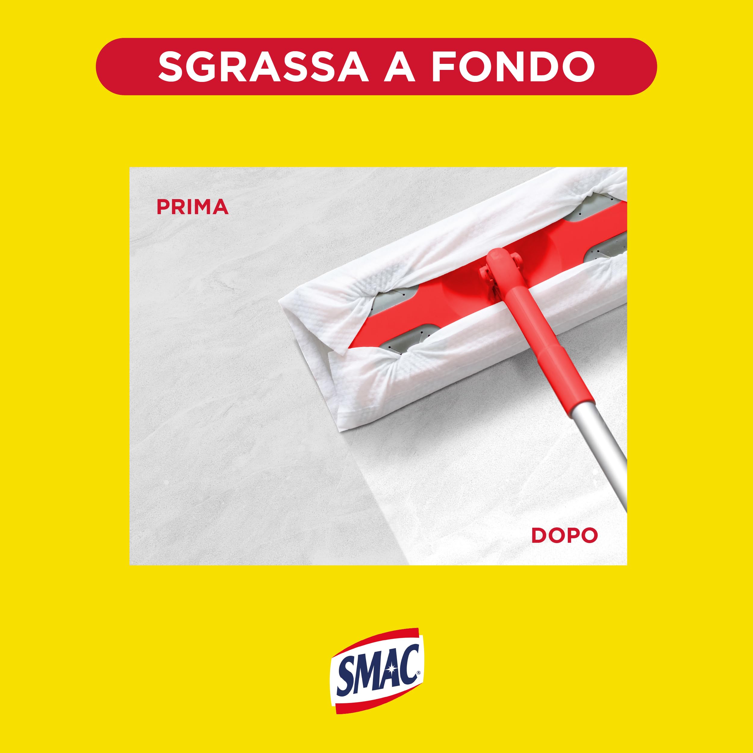 Smac - Panni Umidi Detergenti Lavapavimenti Adatti a Ogni Scopa, 36 Panni, Pulizia senza Risciacquo, Zero Aloni, Profumo di Limone, 12 Panni x 3 Confezioni