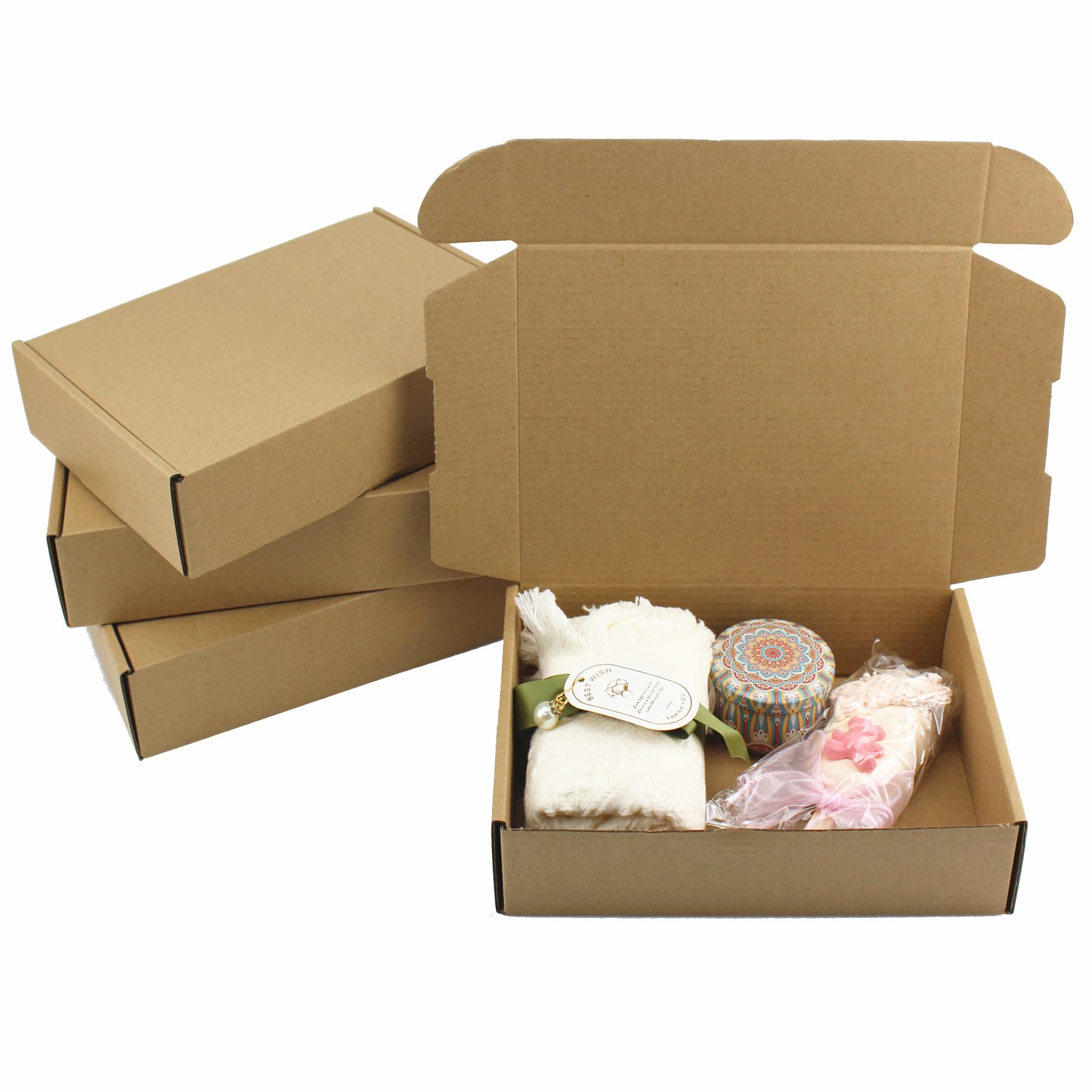 Gad2go 8 Pieces Cardboard Shipping Boxes 23 x 16 x 5 cm Brown Corrugated Cardboard Mailing Boxes for Gift Packaging Business Posting