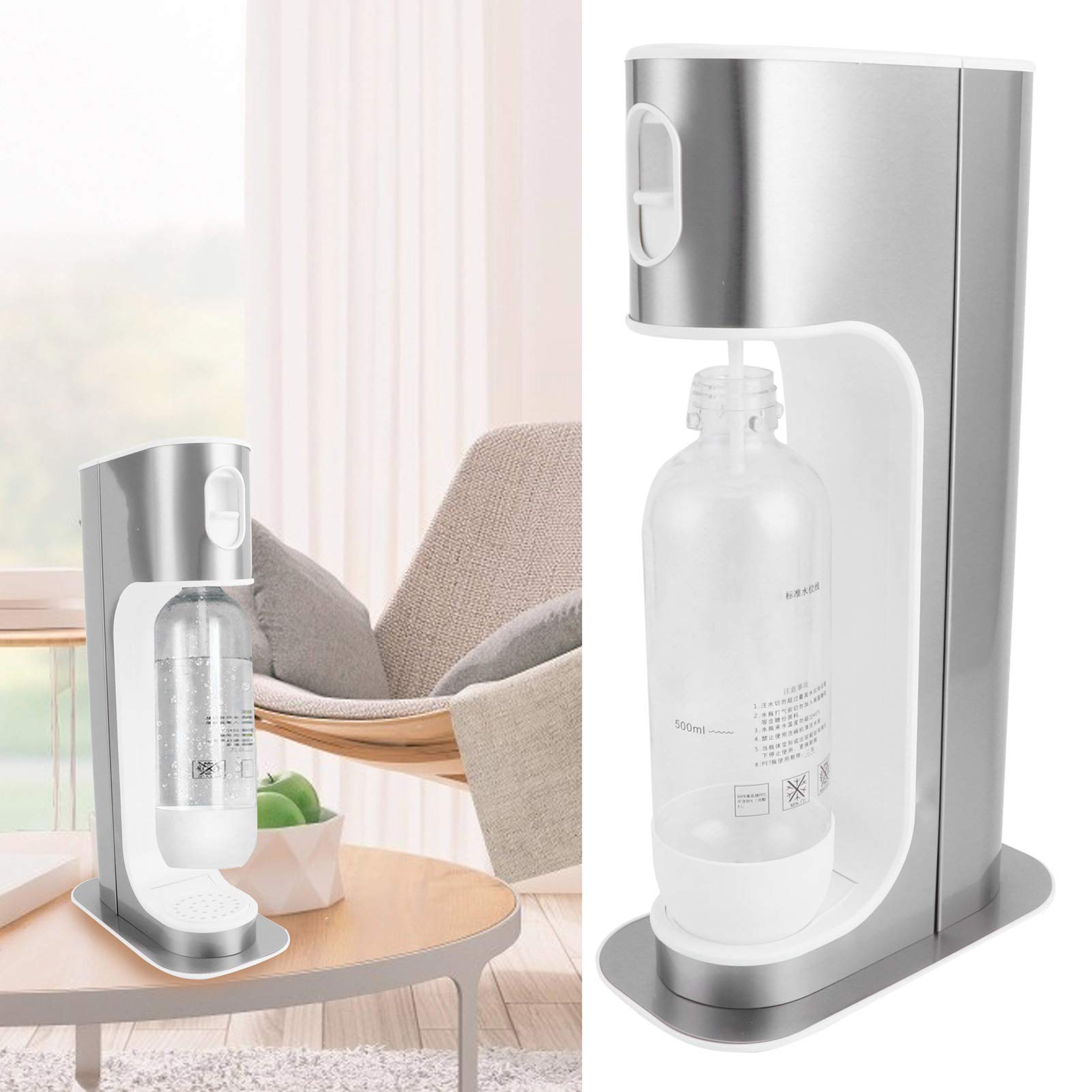 Natudeco Soda Maker Portable Bubble Soda Water Machine Manual Sparkling Water Seltzer Maker with Water Bottle for Home Commercial Use