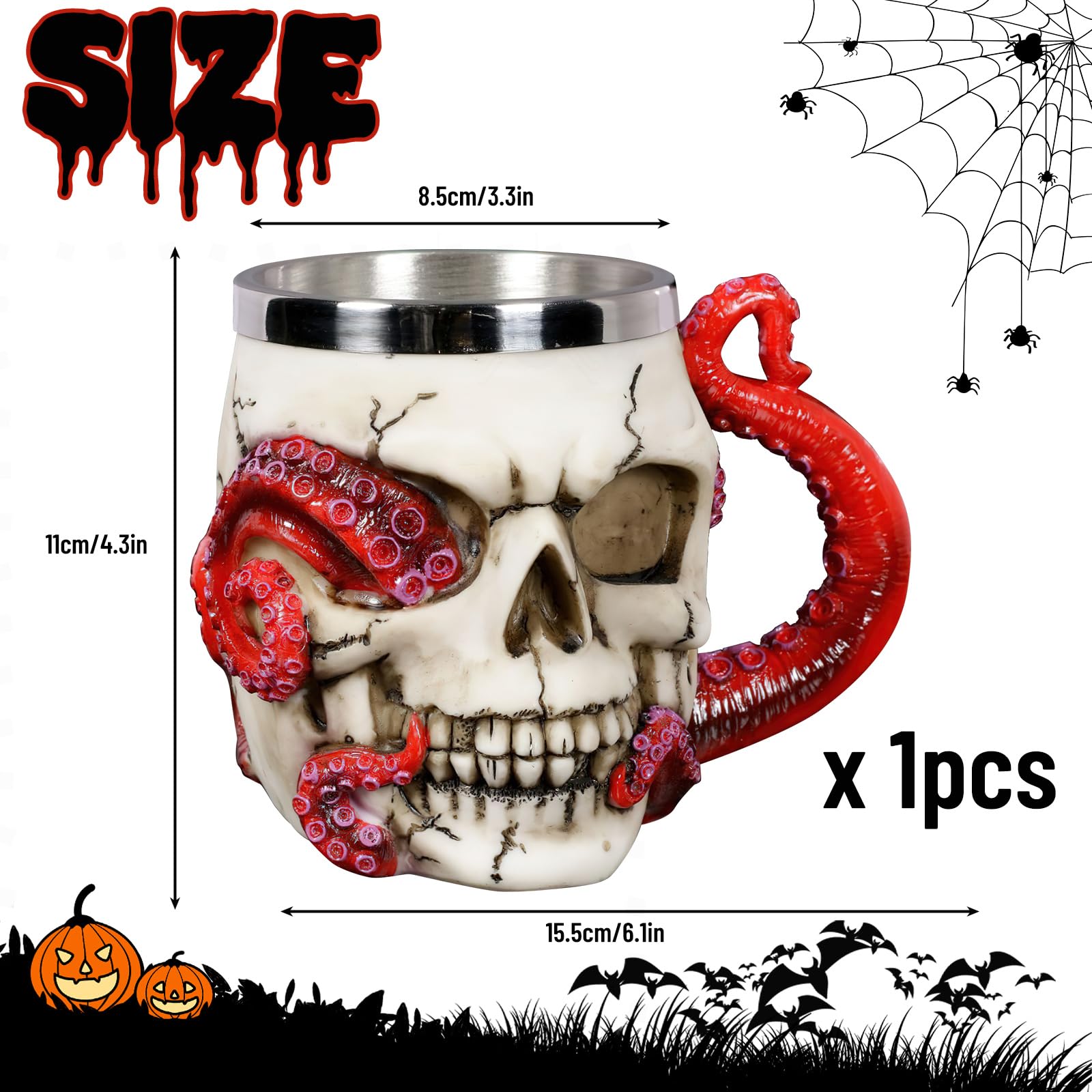 Set De 8 Verres à Vin Halloween - Tasses Crâne Lumineuses LED, Design Détaillé Pour Fête Effrayante