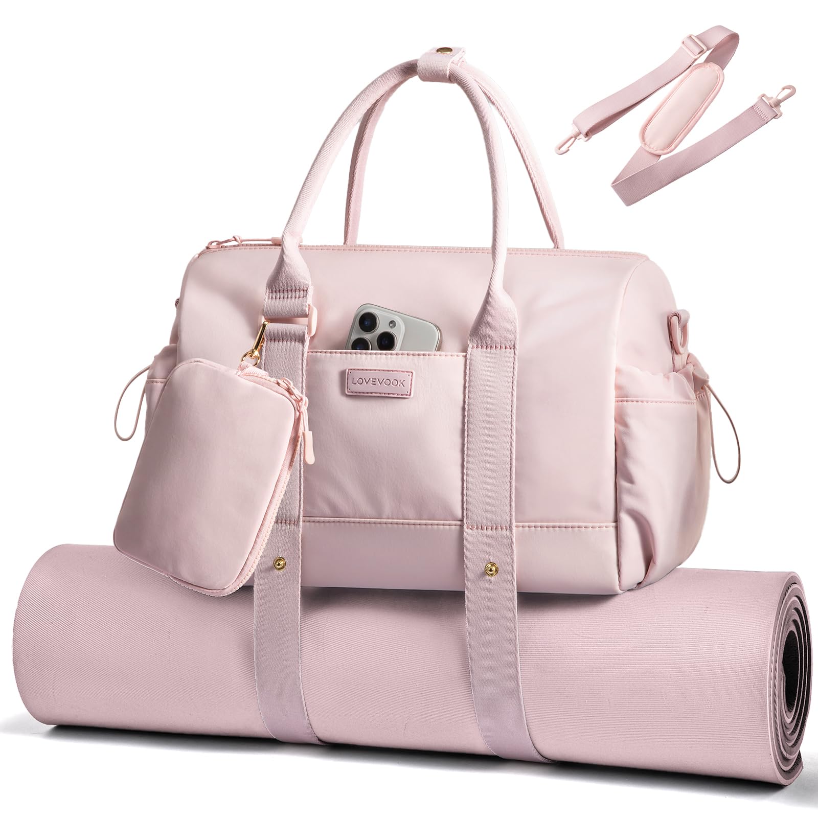 Photo 1 of LOVEVOOK Small Gym Bag for Women with Yoga mat Holder, Mini Duffle Bag for Travel with Wet Pocket, Overnight Personal Item Bags, Lightweight Carry on Weekender Duffel for Workout, Dance, Ballet