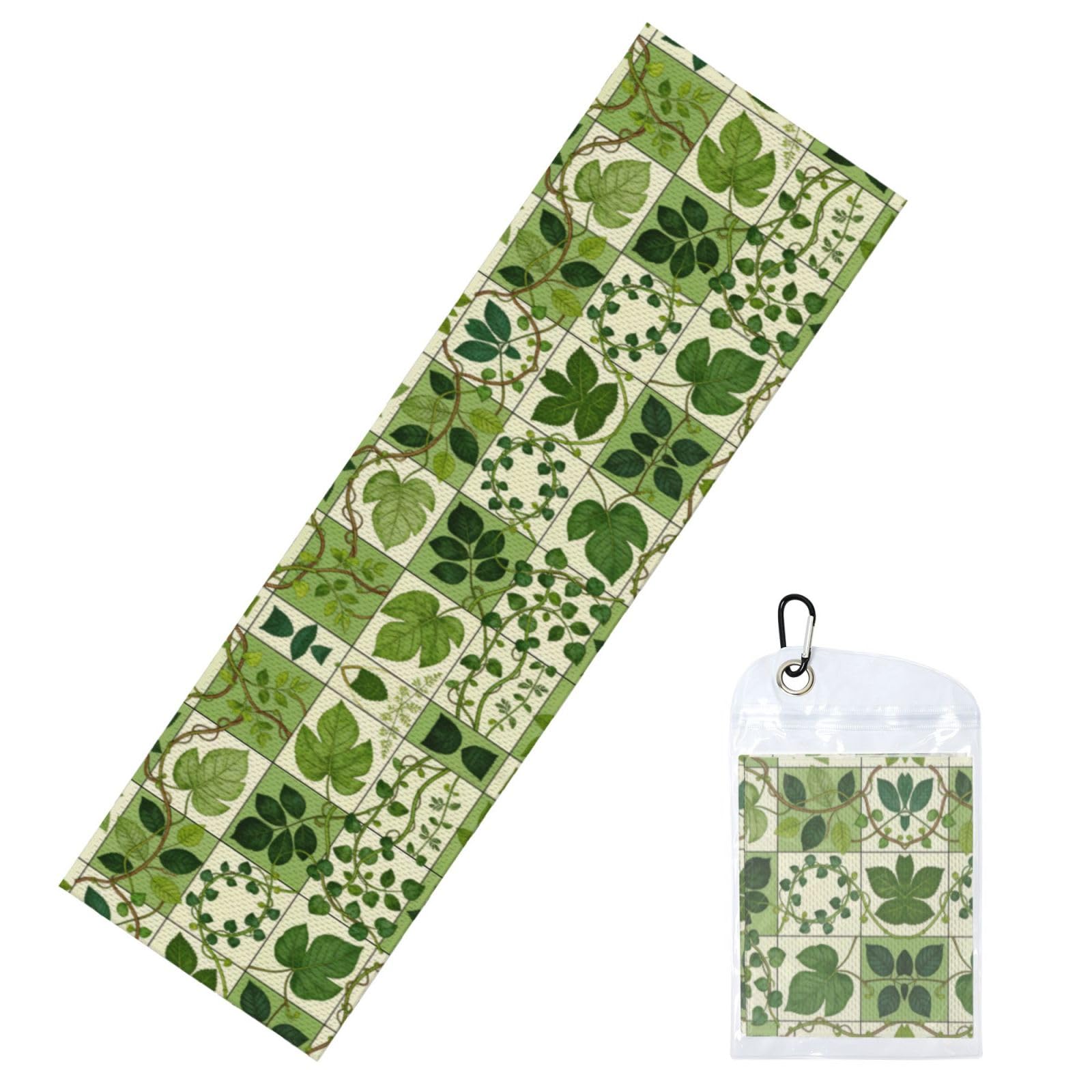 DUYIOKH Lush Vine Leaf Tiles Print Cooling Towel, Portable Towel for Gym Workout Golf Beach World Cup Sports Hot Weather