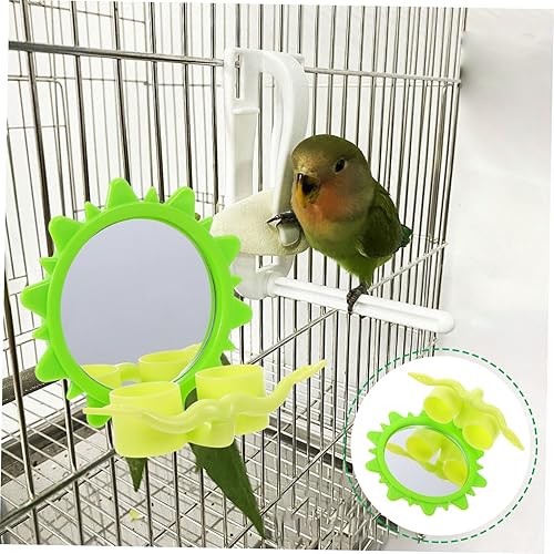 Miniatura 3 de balacoo Espejo con soporte Percha para loros Beber Conure Estuche africano Tazones de columpio de agua Plástico Comer pájaros para grises Perca