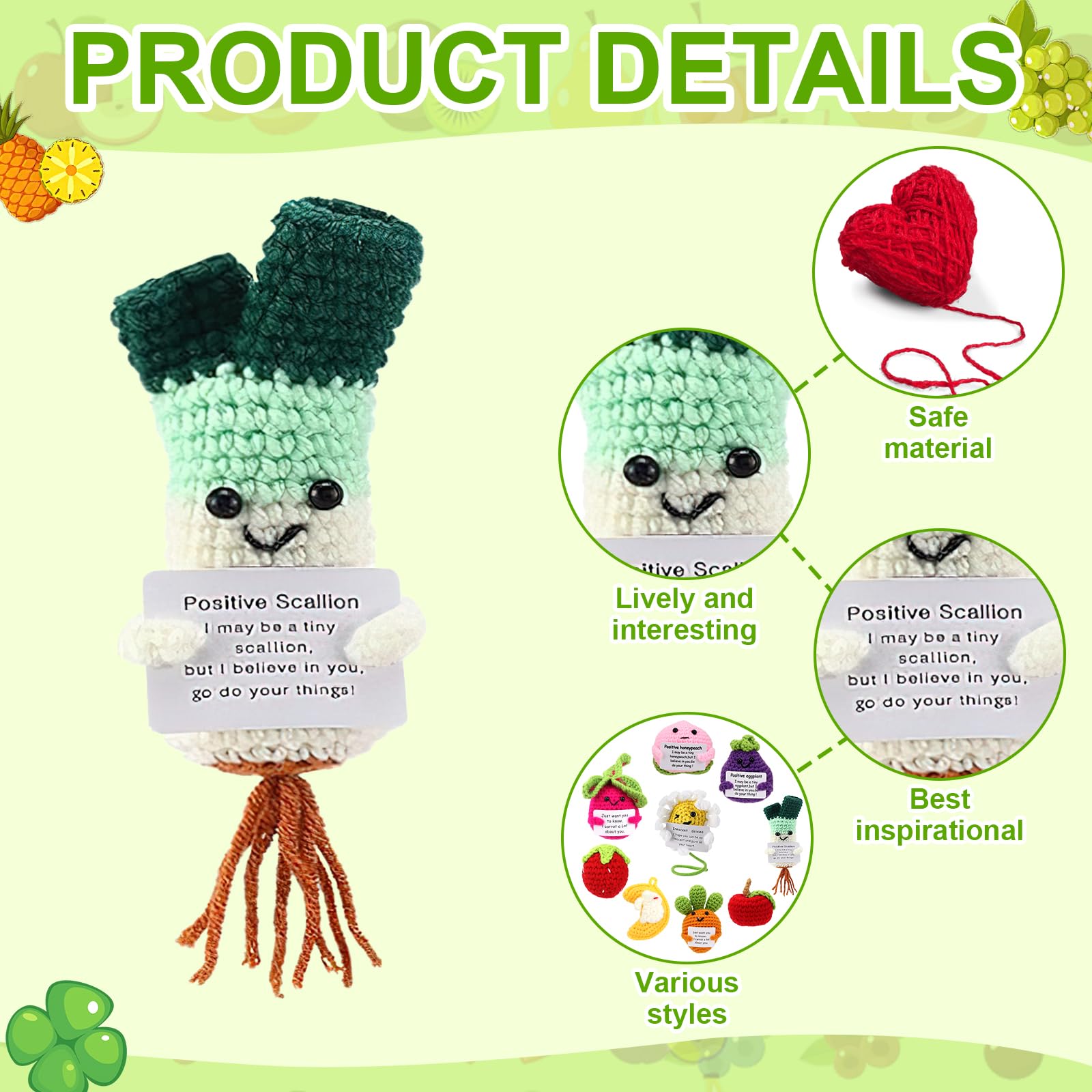 18 Stück Positive Früchte Sonnenblume Emotionale Häkelpuppen Großpackung Unterstützung Ermutigung Emotionale Gestrickte Häkelgeschenke mit Positiven Worten für Freunde Kollegen Dekoration für Zuhause