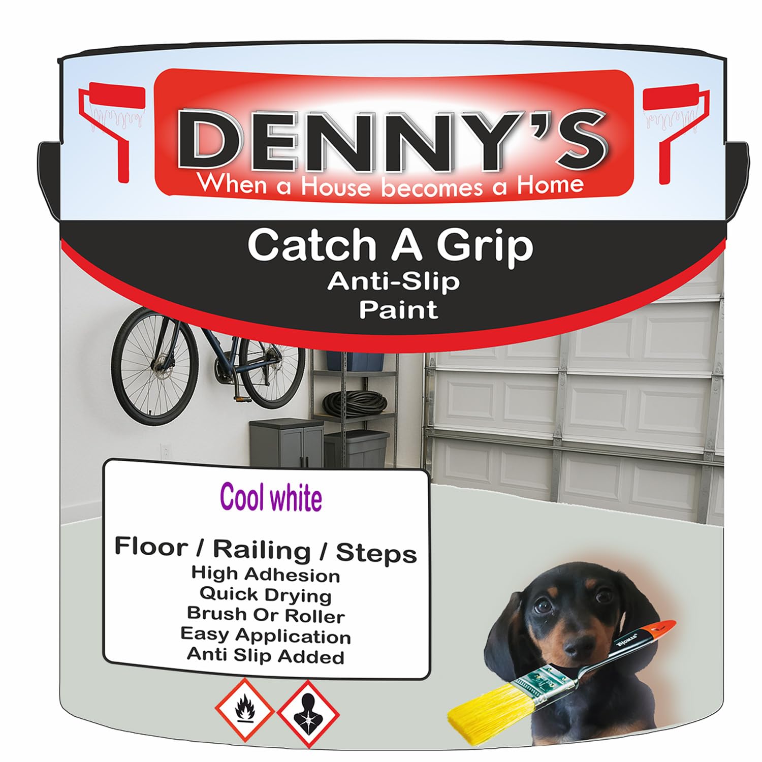 SCOOBYS PAINTS BACK IN THE MIX Catch A Grip Anti Slip Floor Paint – Non Slip Coating for Steps, Railings & Garages – 170 Colours, High Adhesion, Quick Dry, Multiple Sizes (Cool white, 2.5 Litre Tin)