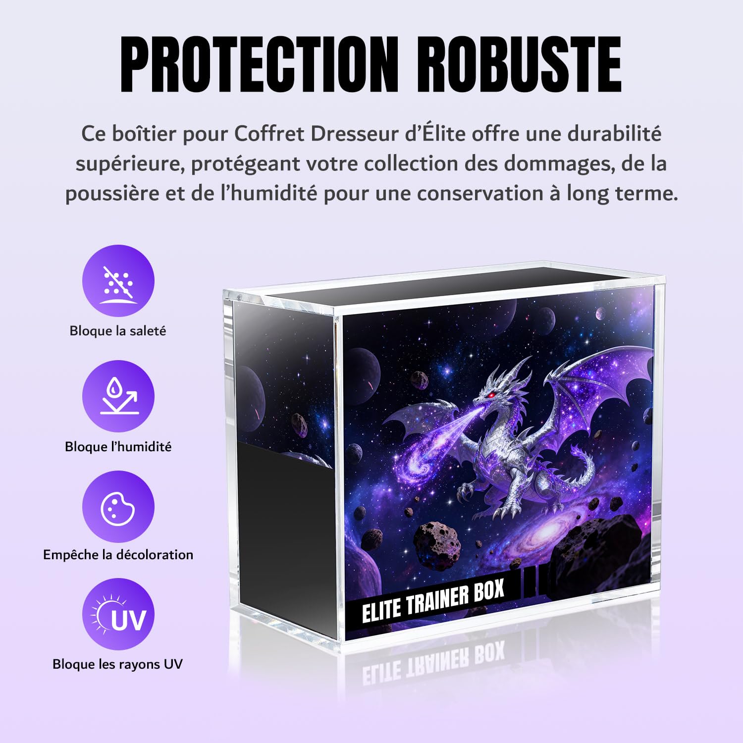 Mcbazel Boîte d'Exposition en Acrylique de 5 mm pour Elite Trainer Box, Protection UV, Boîte Protectrice Magnétique ETB, Boîte de Rangement Transparente Compatible avec Les Elite Trainer Boxes PKMN