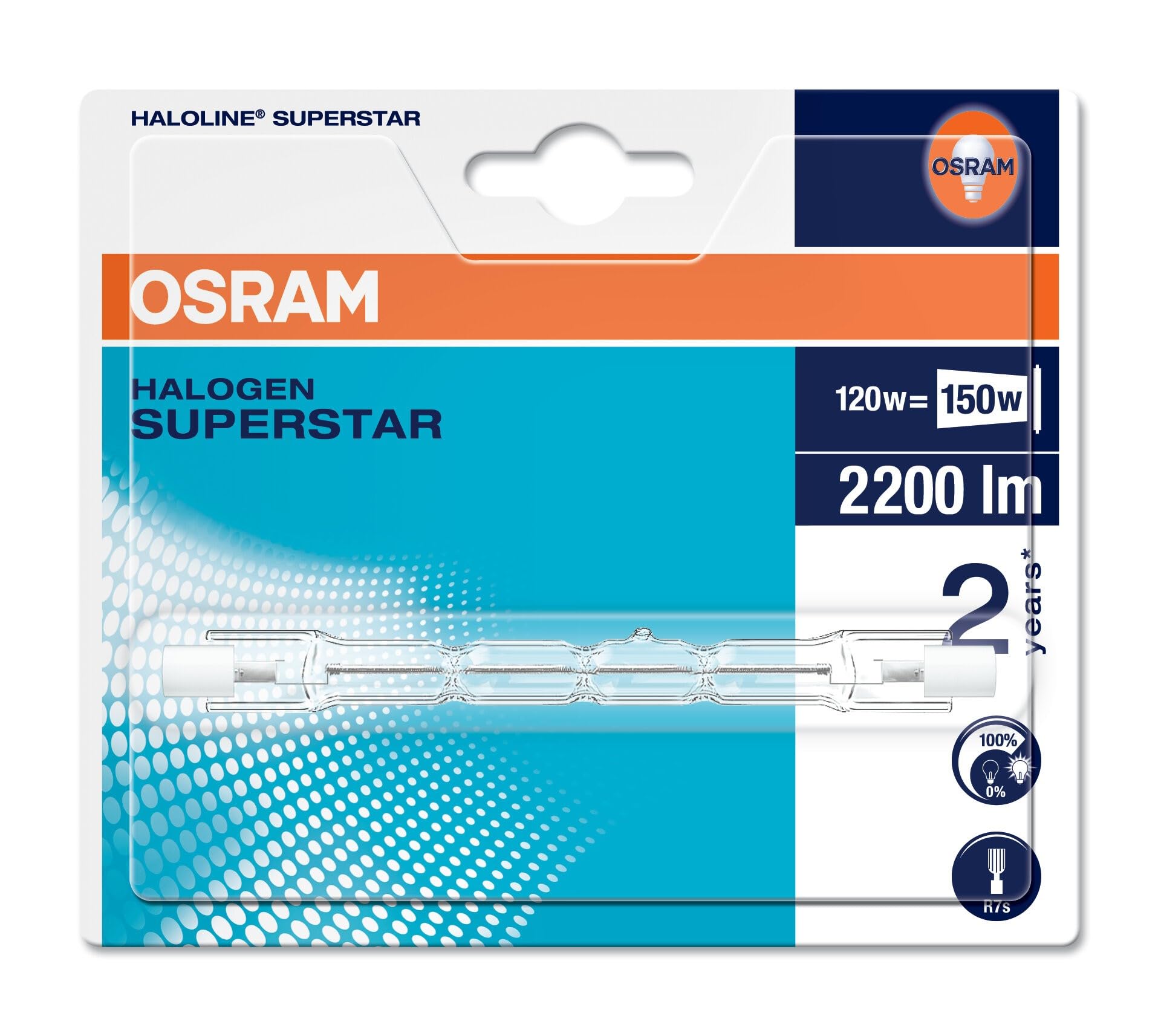Osram 64696 Halogen Rod R7s 120 Watt 117.6 mm Pack of 5