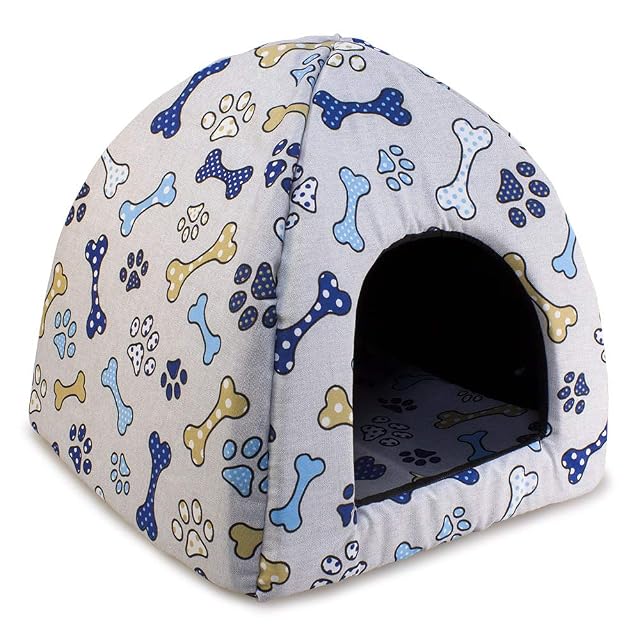 Arquivet Iglú Huesos para Perros y Gatos con cojín extraíble - 40x40x45cm - Cueva para Mascotas