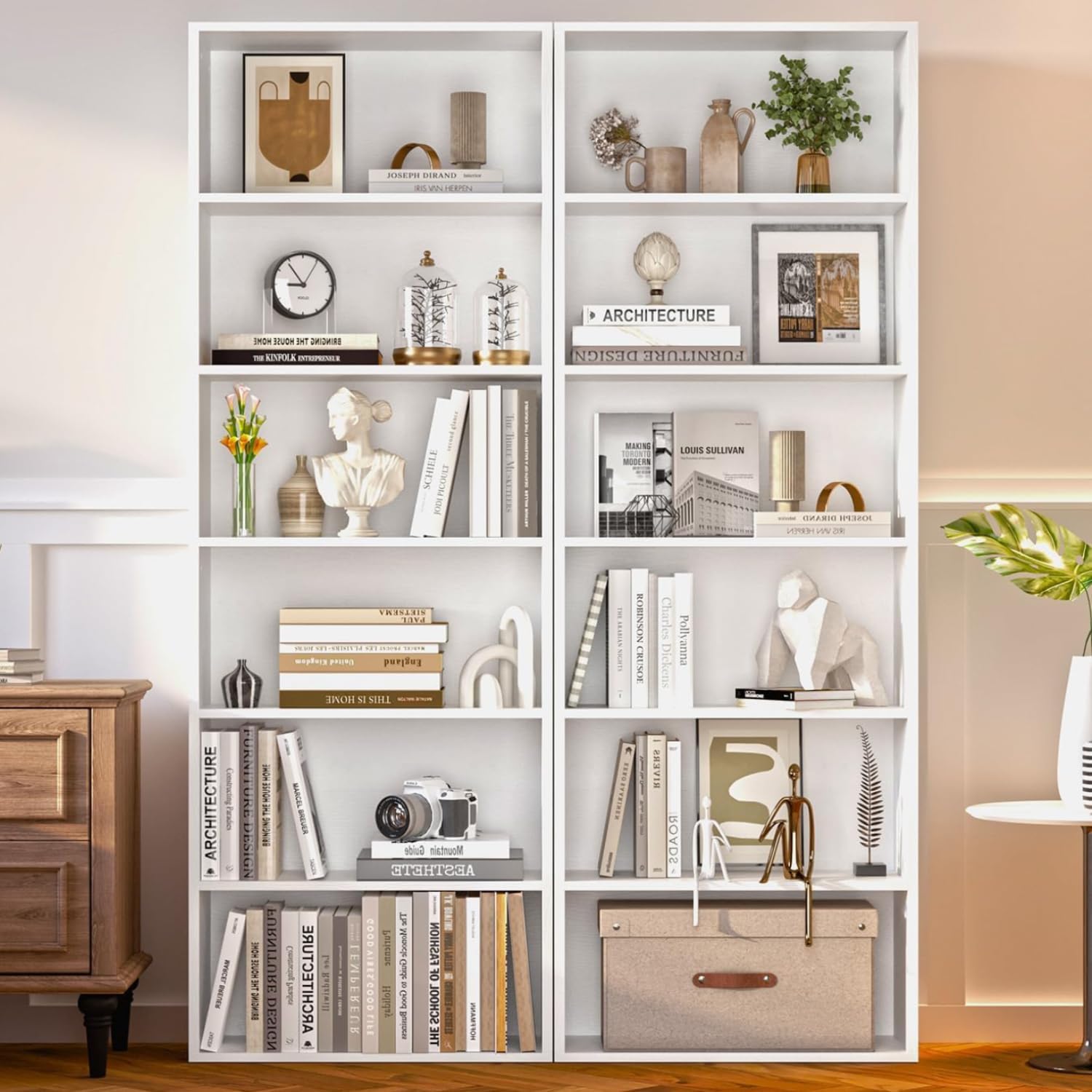 71 5 Tall Bookshelves and Bookcases Set of 2 6 Tier Display Storage Shelves Home Decor Furniture for