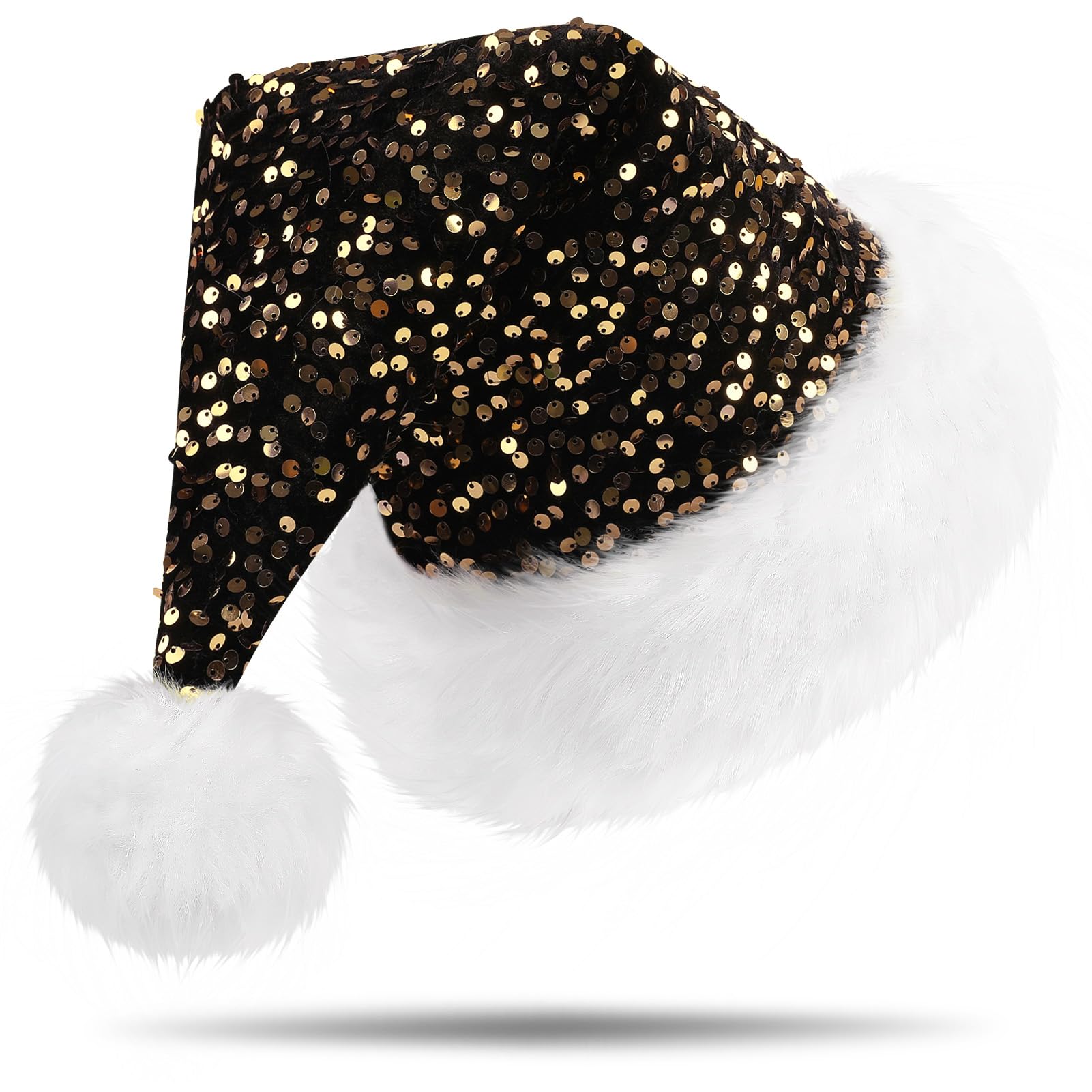 AOFITEE Christmas Santa Hat for Adults - Unisex Plush With Faux Fur, Velvet Comfy for Christmas Party, Luxury Holiday Headwear
