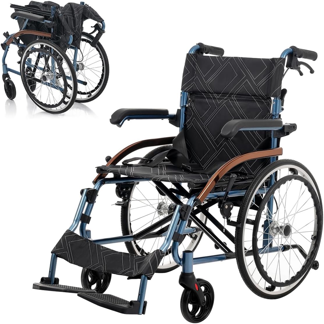 Amazon | Kaitou 車椅子 軽量 折りたたみ アルミ製 介助ブレーキ付き