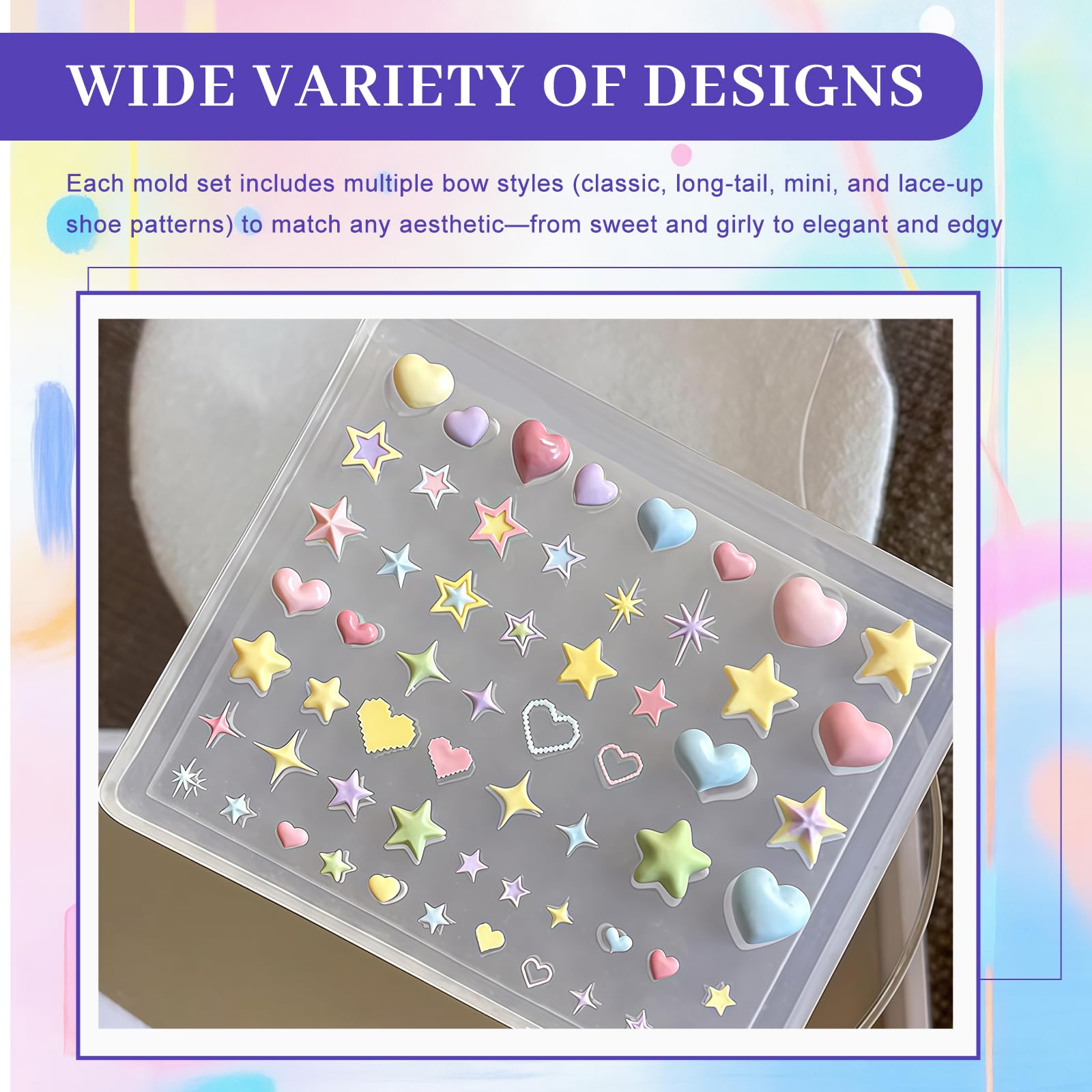 Silicona Formas De Uñas Estrella Corazón Hexagrama 3D Estrellas Diseño Para Uñas Resina Colgantes De Estrella Plantilla Grabado Modelo Para Arte De Uñas Acceso