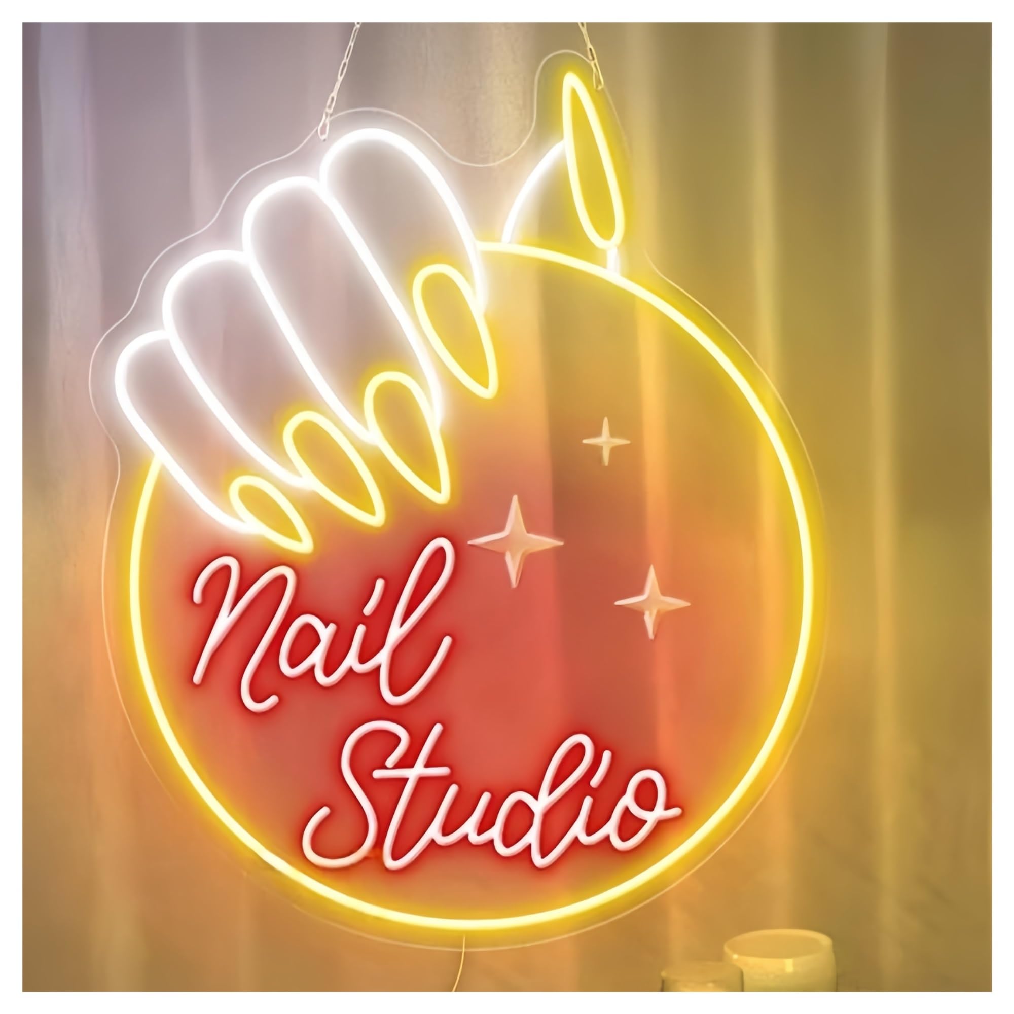 SHOUXI Sign Lamp Nail Salon Neon Sign Personalized Nail Studio Beauty Room Neon Light Beauty Salon Wall Art Decor Business Light Sign(B,58X48CM)