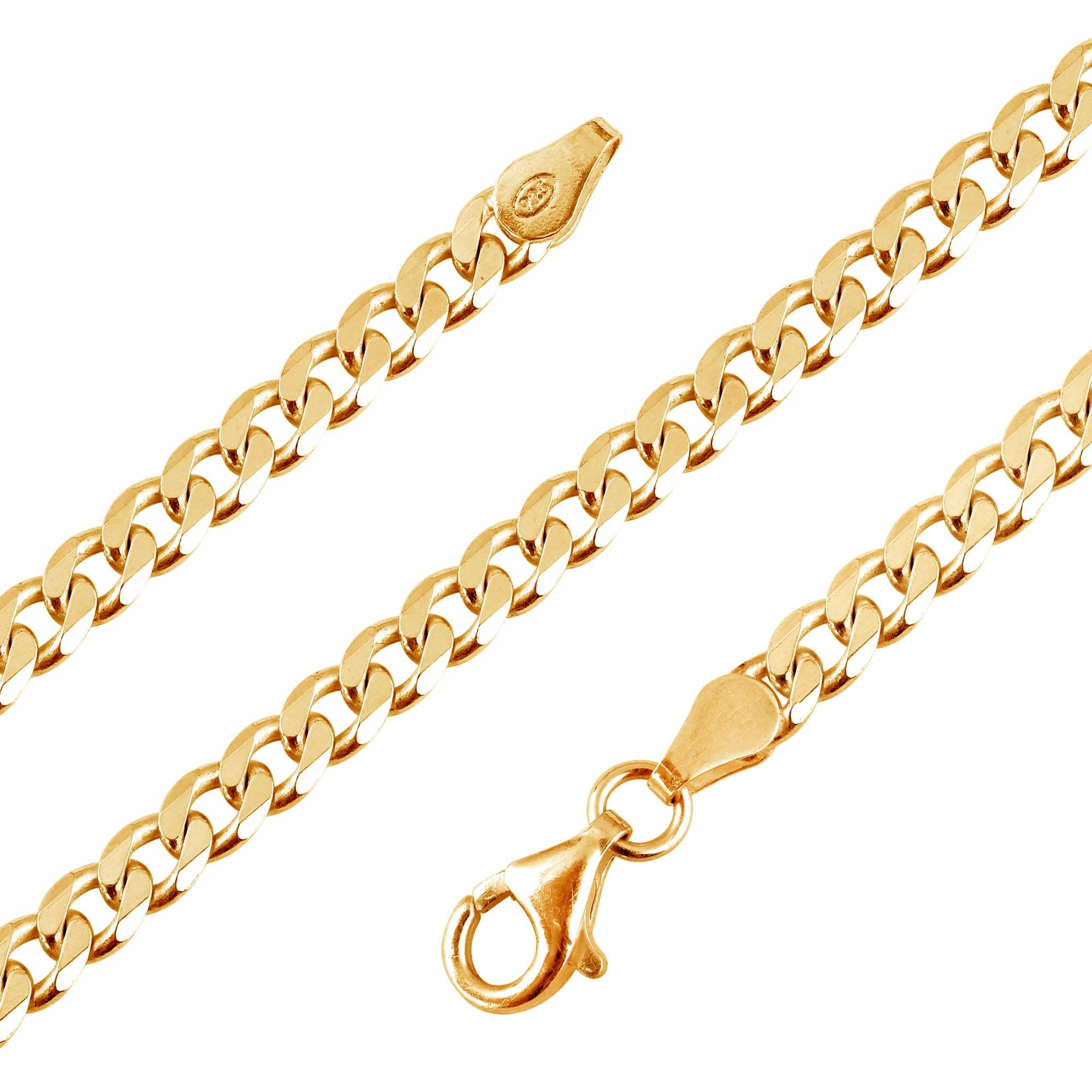 Panzerkette vergoldet 925 Silber Herren Kette 4,3 mm Goldkette 42-5 | goldene Männer Halskette Silberkette 24k vergoldete in den Längen 45 50 55 60 cm verfügbar