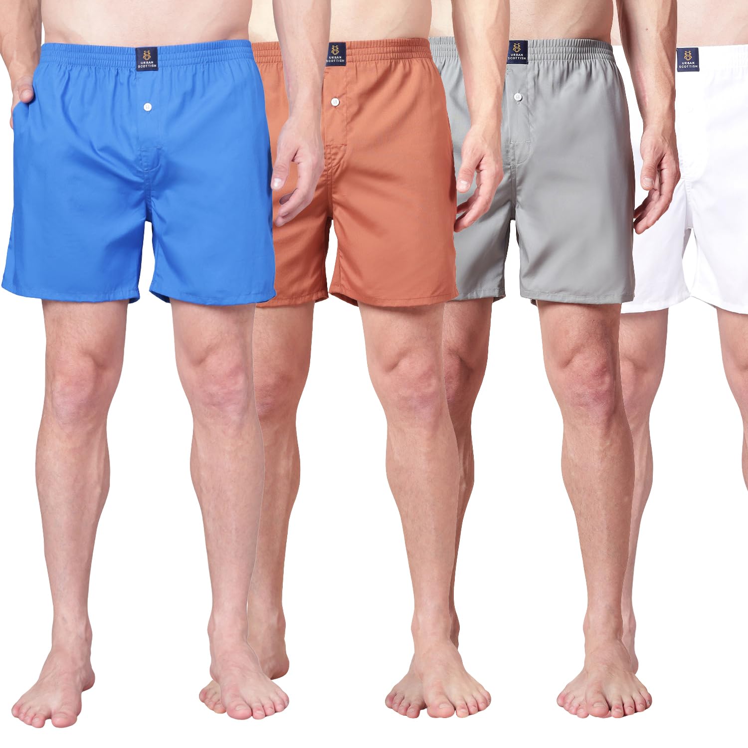 urban scottish Men’s 100% Cotton Solid Boxers Shorts with Side Pockets (Pack of 4)-picture-52
