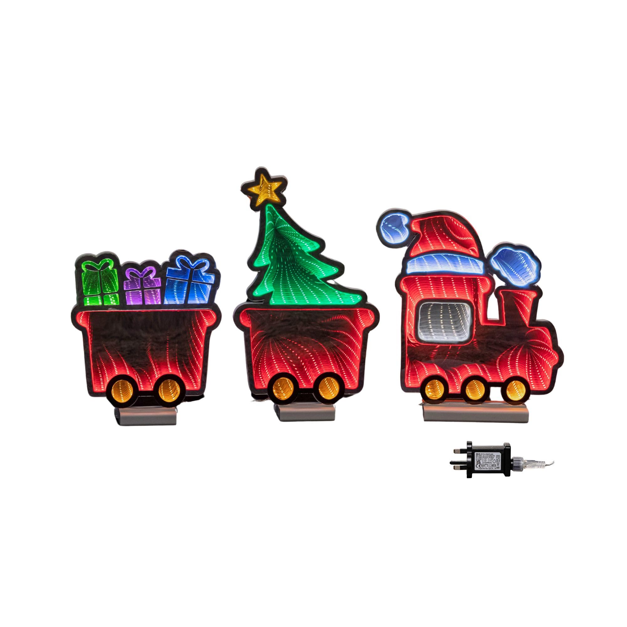 Snow Time 70Cm Infinity Train With Carriages On Wood Base And Multi-Coloured Leds