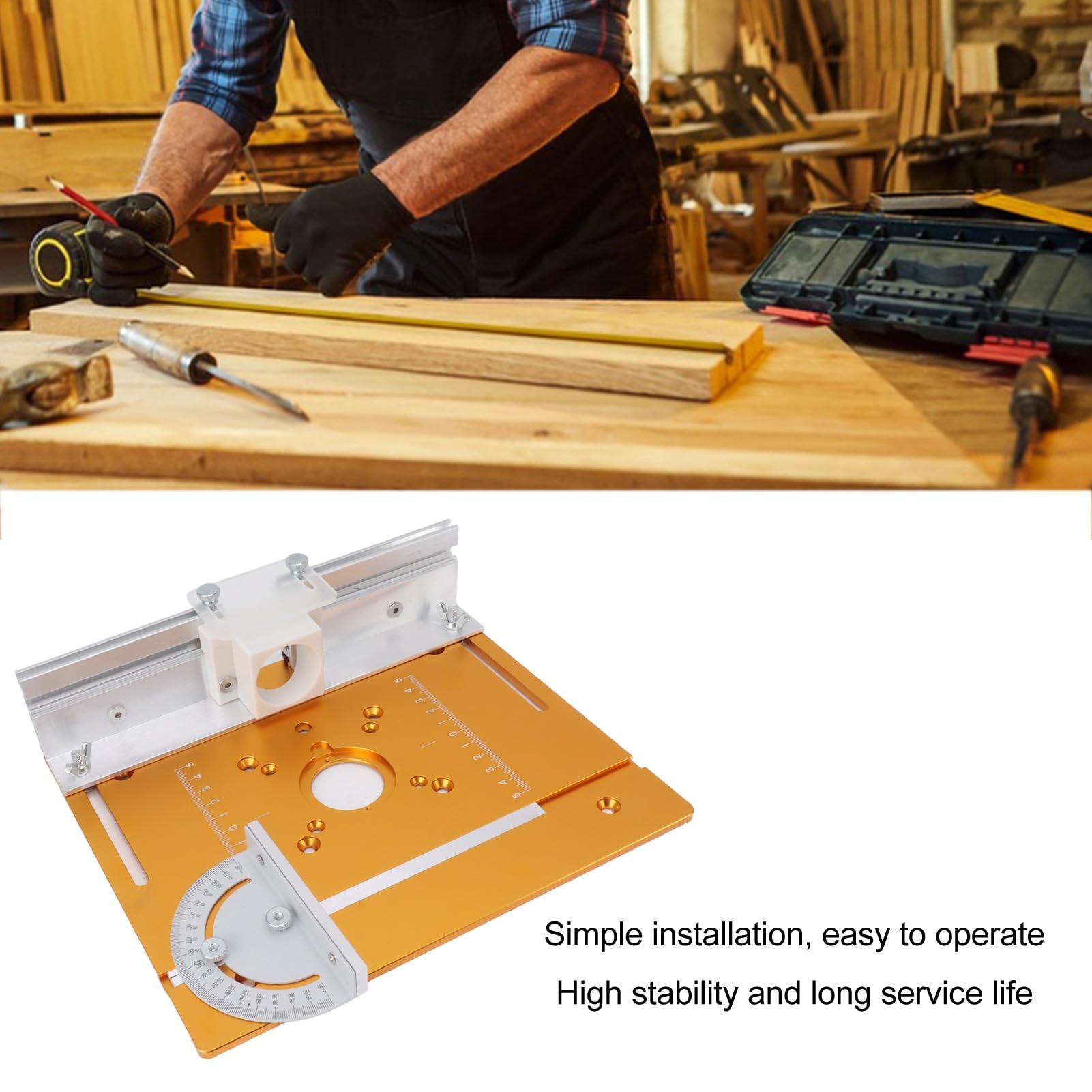TOPINCN Tabella del Router in Alluminio Piatto di Inserzione, Piastra di Ribaltamento del Router in Legno con Guide a Misuratore di Metri, Panche per la Lavorazione del Legno Piastra di