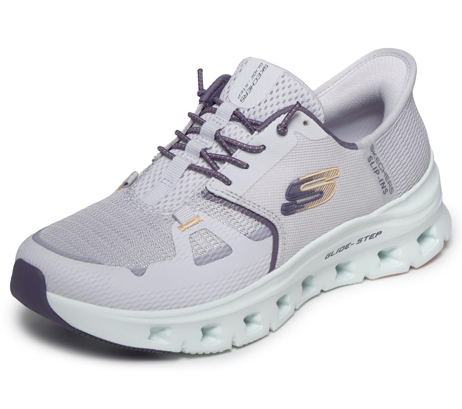 Skechers Women's Purple Glide-Step Pro Polyester Lavender Trainers Uk Size 6