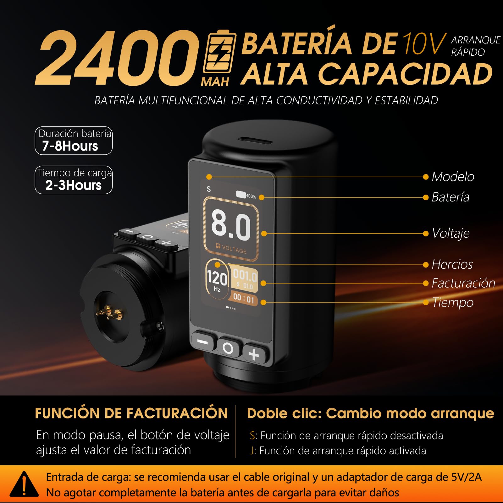 Ambition Soldier 270 Máquina de Tatuar Rotativa Inalámbrica con 270 g·cm de Torque, Motor sin Escobillas, Carrera 4.0mm y Batería Táctil Dual 2400mAh para Profesionales