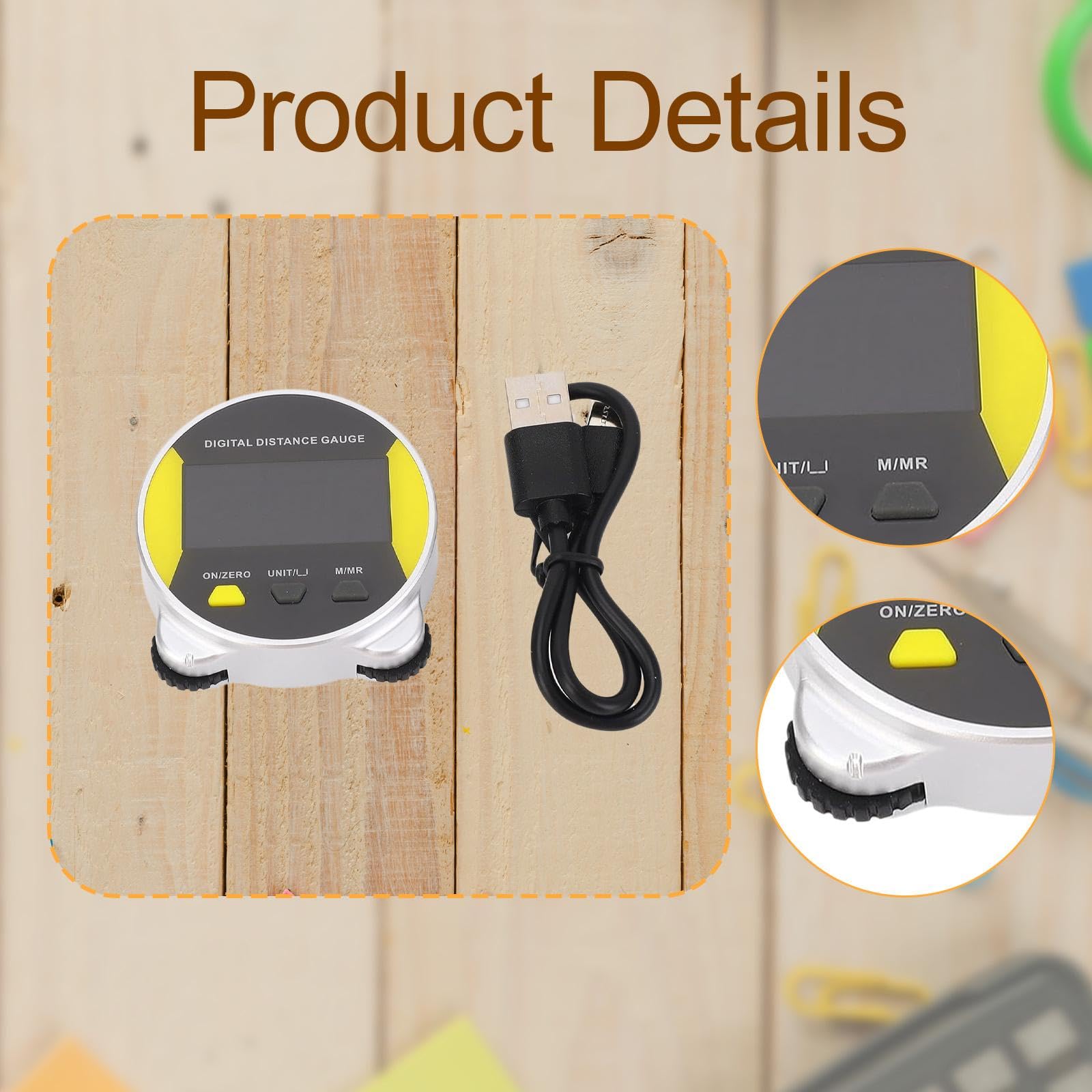 Cinta Métrica Electrónica con Pantalla, Herramienta de Medición Pequeña Y Precisa, Regla Enrollable para Superficies Planas, Diámetros Y Curvas, Amarillo