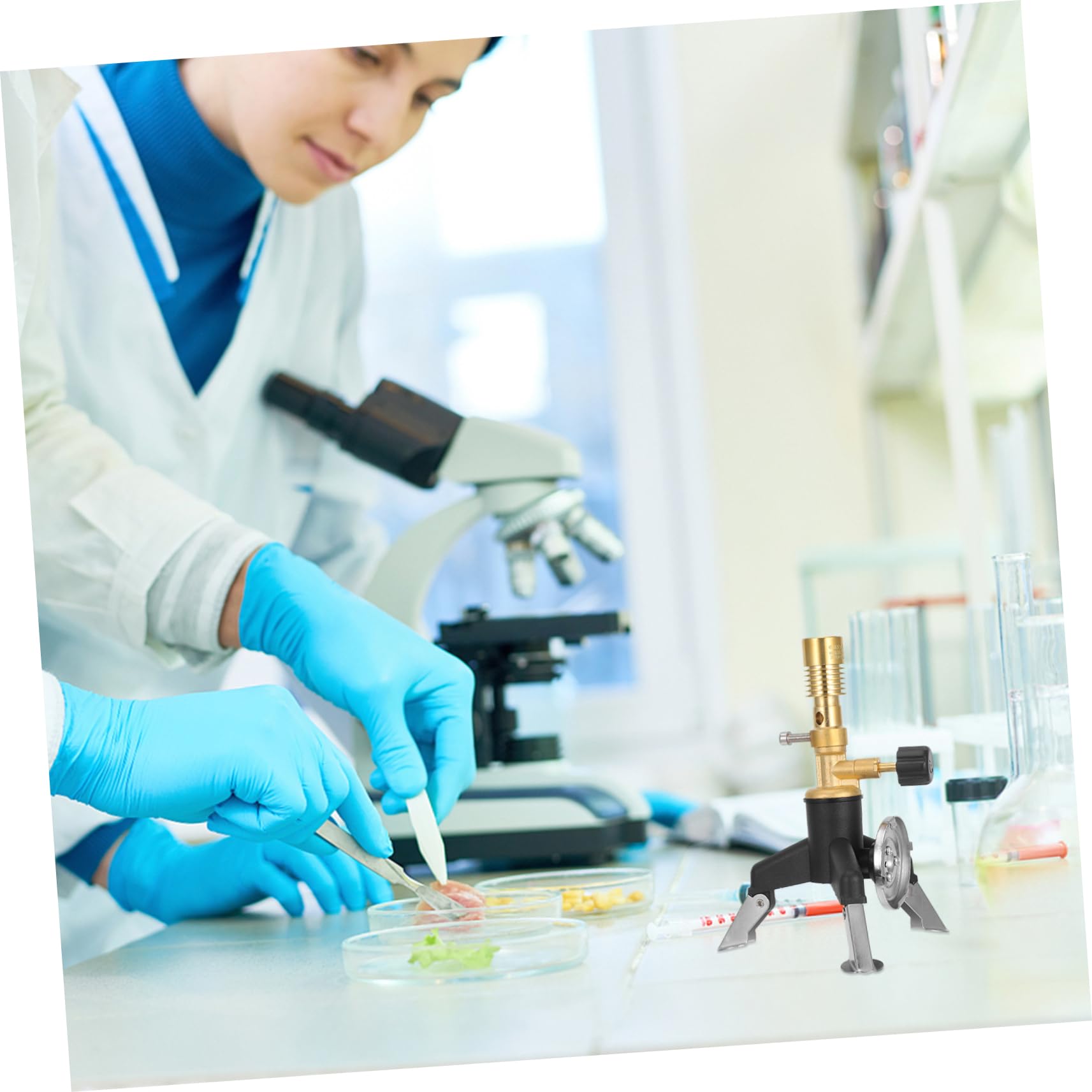 NAMOARLY Bunsen Burner Laboratory Supply Heating Tool Gas Burner Head Lab Equipment Heating Burner Tool Burner Lamp Brass