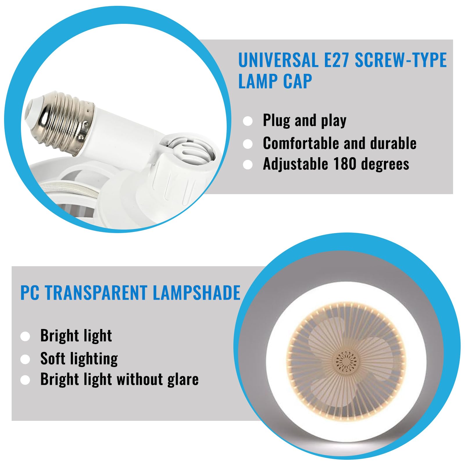 Lampadario Ventilatore da Soffitto, Lampadario VentolaconLuce, LED Ventola Soffitto con Luce E27, Lampada Ventilatore da Soffitto con Telecomando, Ventilatori da Soffitto con Luce