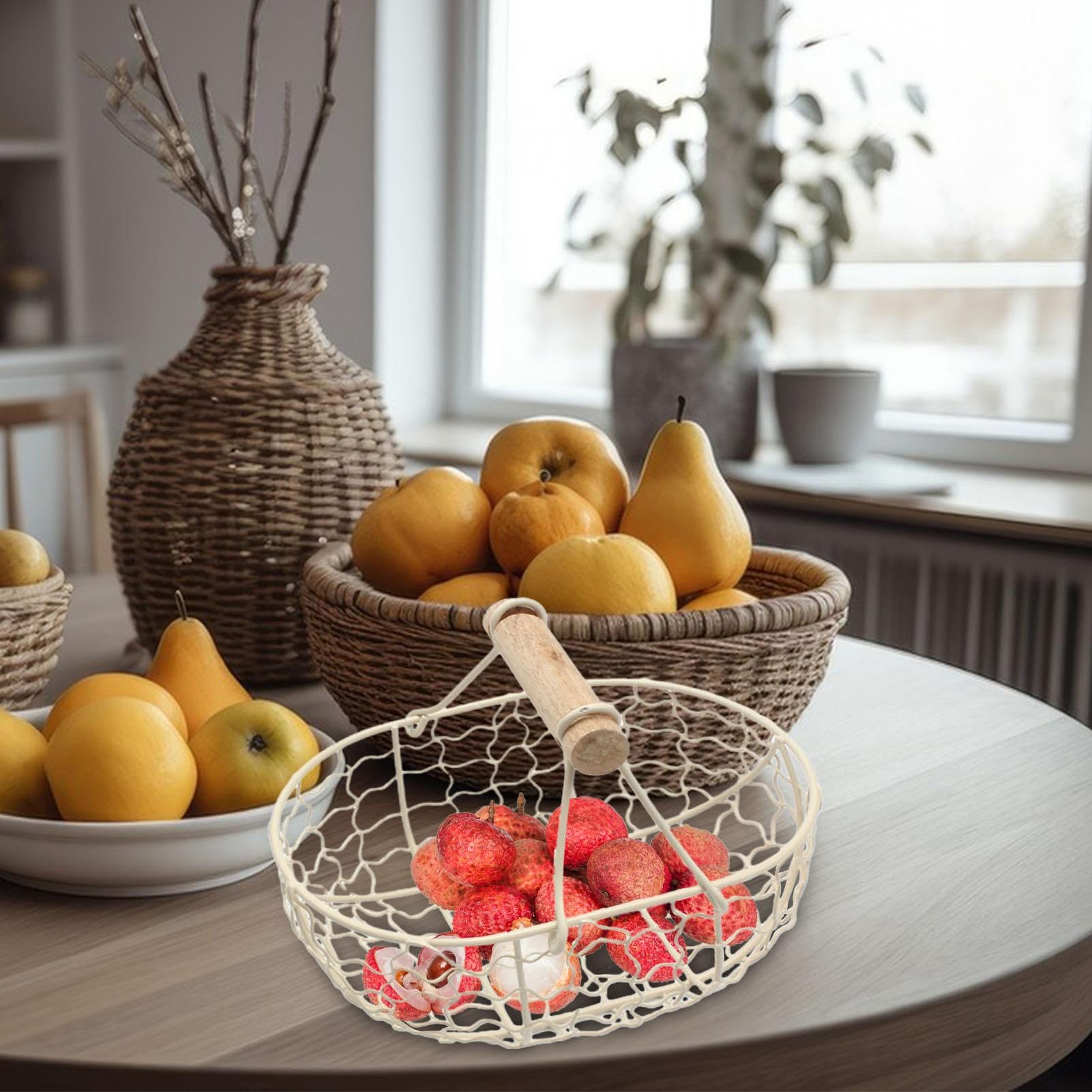 Panier à œufs En Fil Métallique Rustique - Déco Et Rangement Cuisine - 20x12 Cm - 8