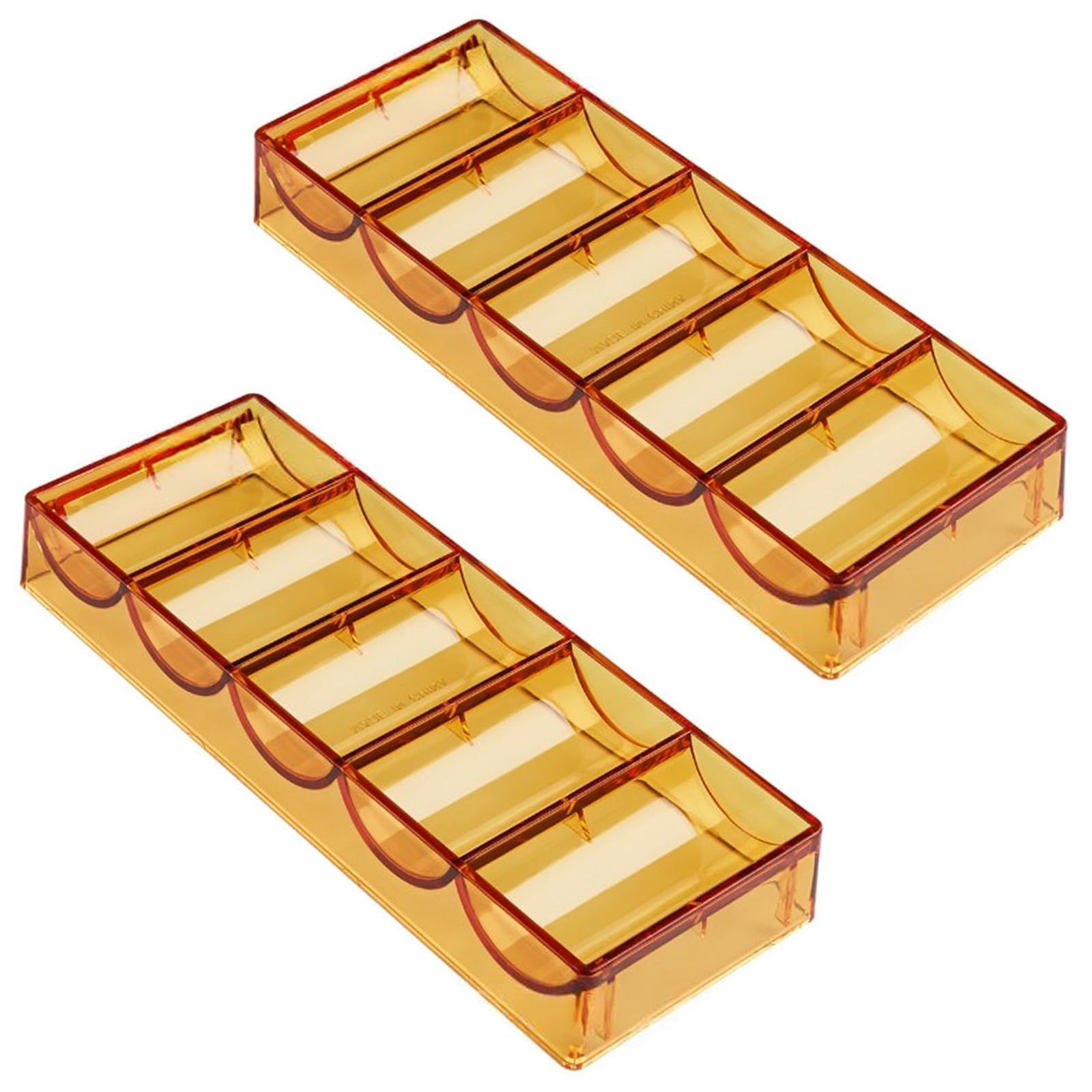 MIFENDUCT 2 Pack Acrylic Poker Chip Tray Racks Casino Chip Holder Desktop Display Case for Blackjack, Texas Hold'em, Parties, Family Game Night - Each Holds 100 Chips (Brown)
