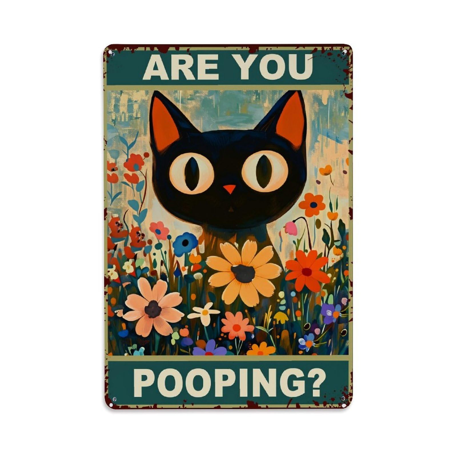 Enderetf Vintage Cat In Flower Field Tin Sign Metal Poster, Home Bar Garage Man Cave Cafe Indoor & Outdoor Wall Decoration 8X12inches