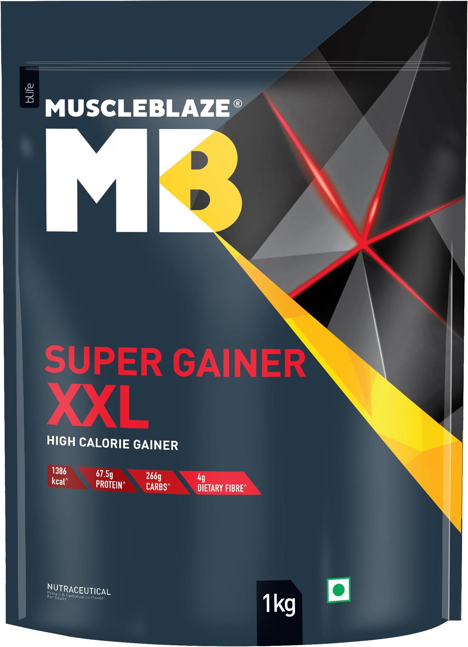 Super Gainer XXL, For Muscle Mass Gain (Cookies & Cream, 1 kg / 2.2 lb)