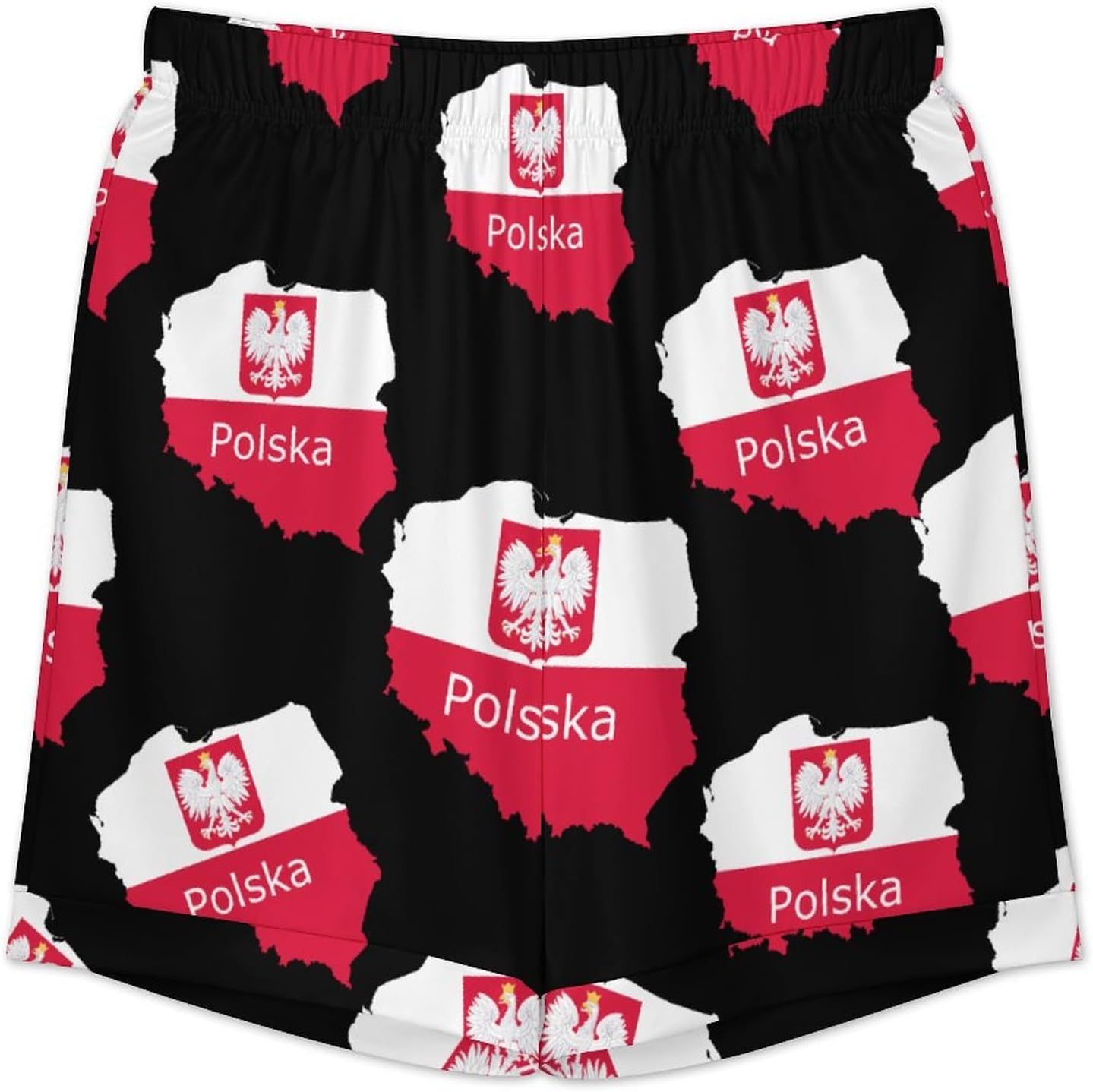 Polska Poland Eagle Flag Polish Men's Short Sleeve Pajama Set Satin Silk Like Lounge Sleepwear