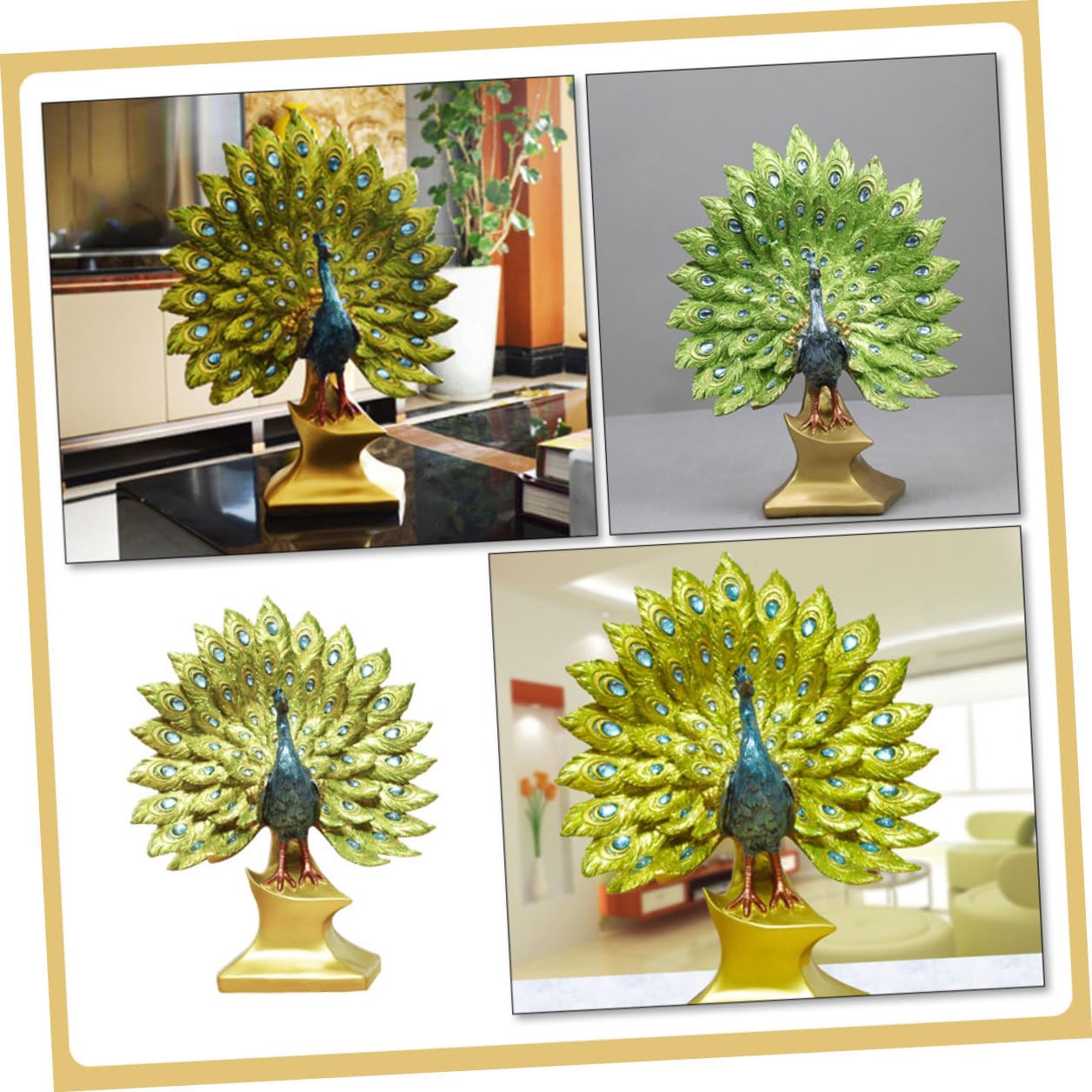 NUOBESTY Dekorative Pfauenfigur aus Bruchfestem Kunstharz Mittelgroße Tischdekoration mit Stabilem Stand Elegante Wohndeko für Wohnzimmer und Hochzeit